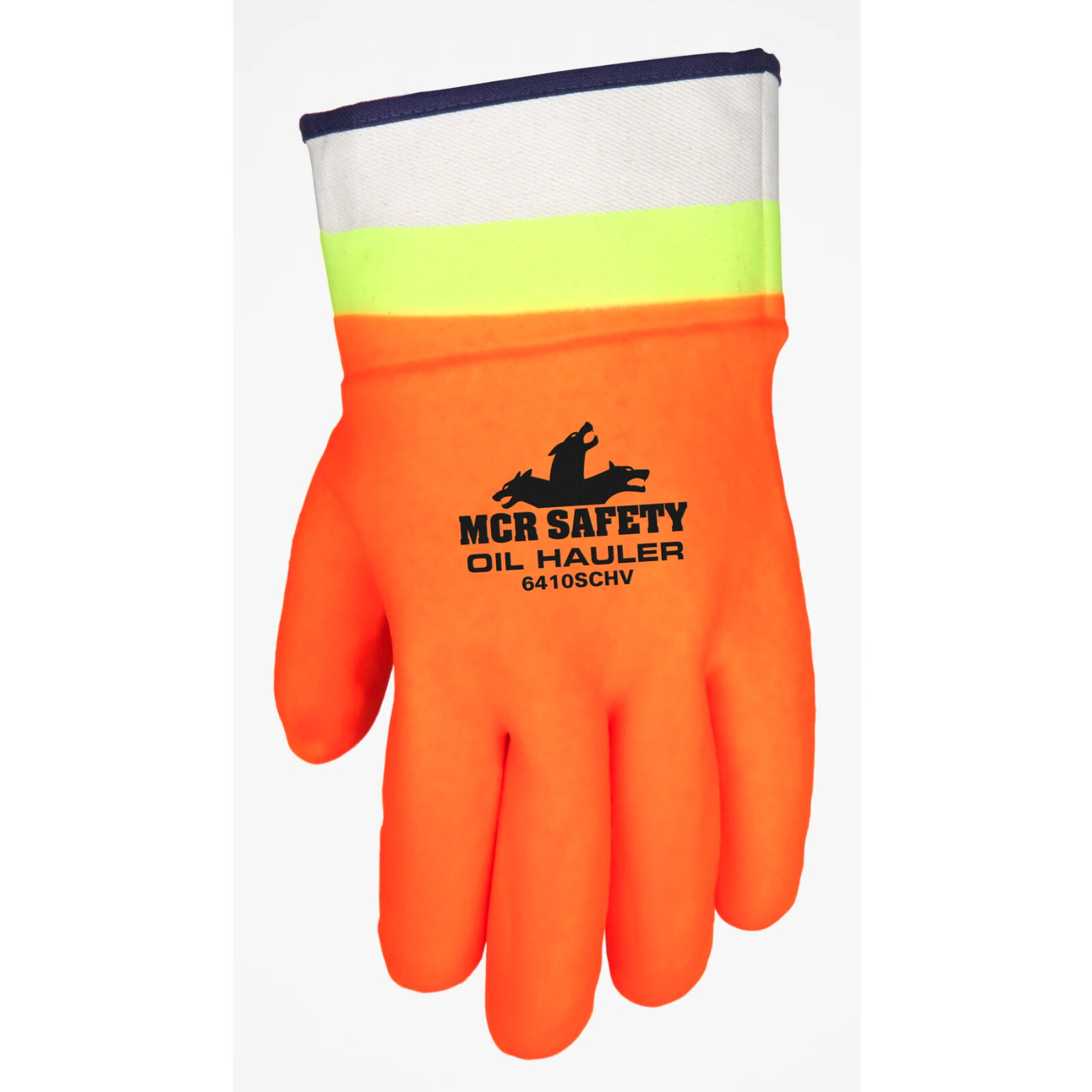 CHEMICAL RESISTANT GLOVES DOUBLE DIPPED RUBBER WORK GLOVES HI-VIS ORANGE, LARGE