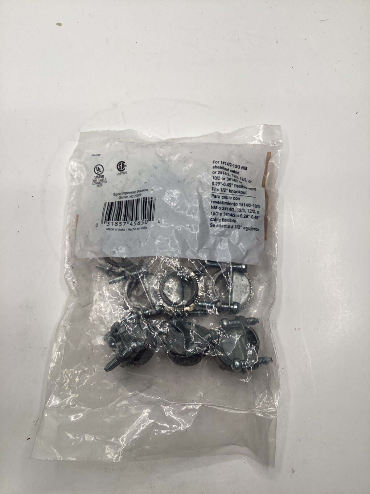 2 Pack of 10 Sigma Electric 45650 ProConnex NM/SE Clamp Cable Connector