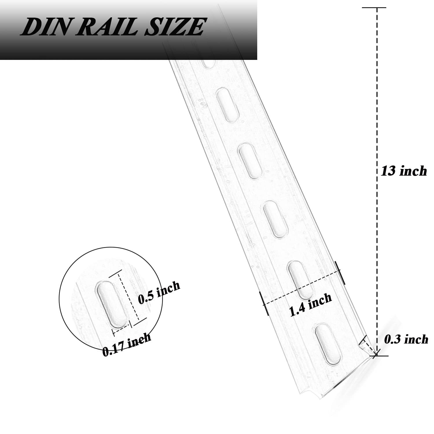 2 Piece DIN Rail Slotted for Hardware Components Mounting, Aluminum Din Rails