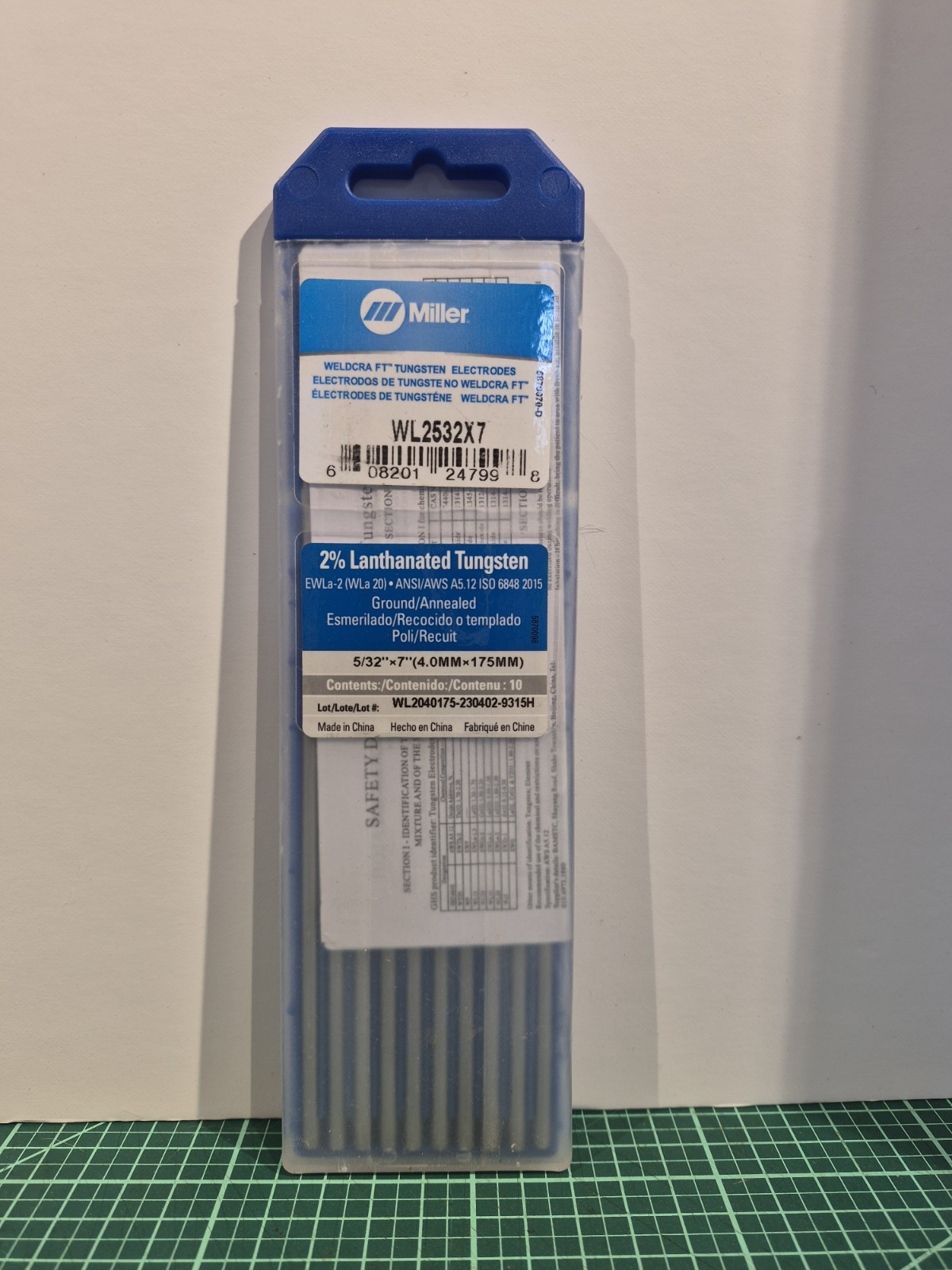 Miller WL2532X7 2% Lanthanated Tungsten Electrode 5/32 X 7″, 10 pack