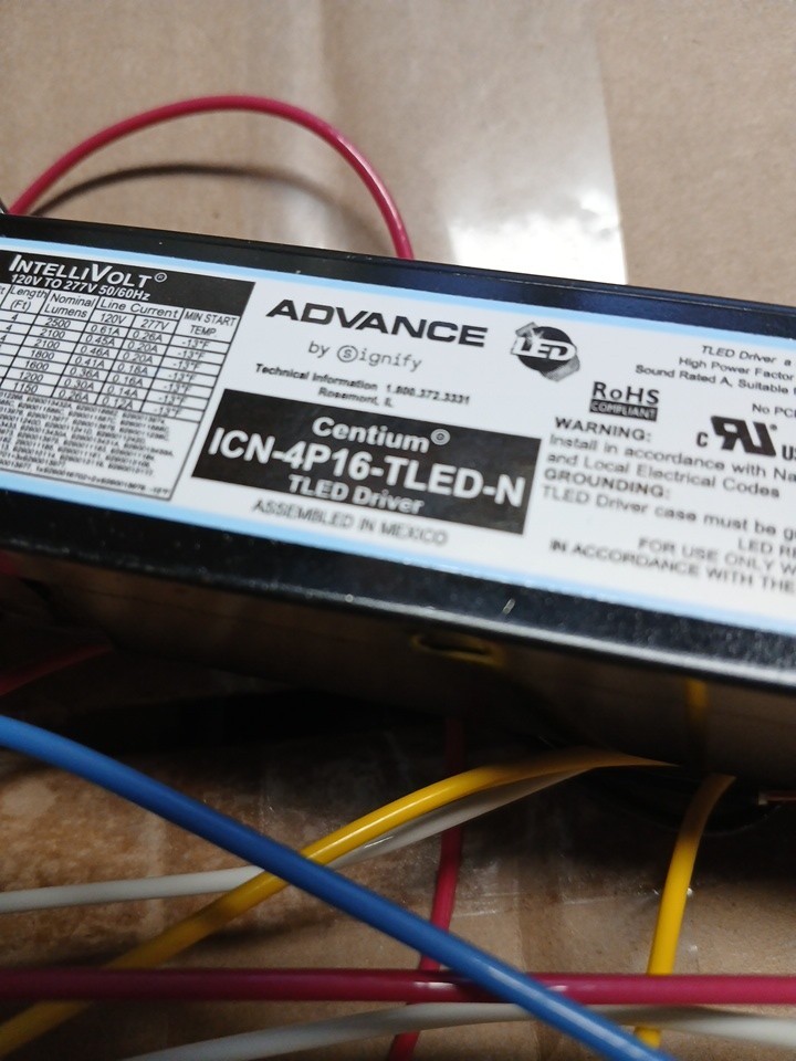 Lot of 27, PHILIPS ADVANCE ICN-4P16-TLED-N LED T8 Driver,120 to 277 VAC