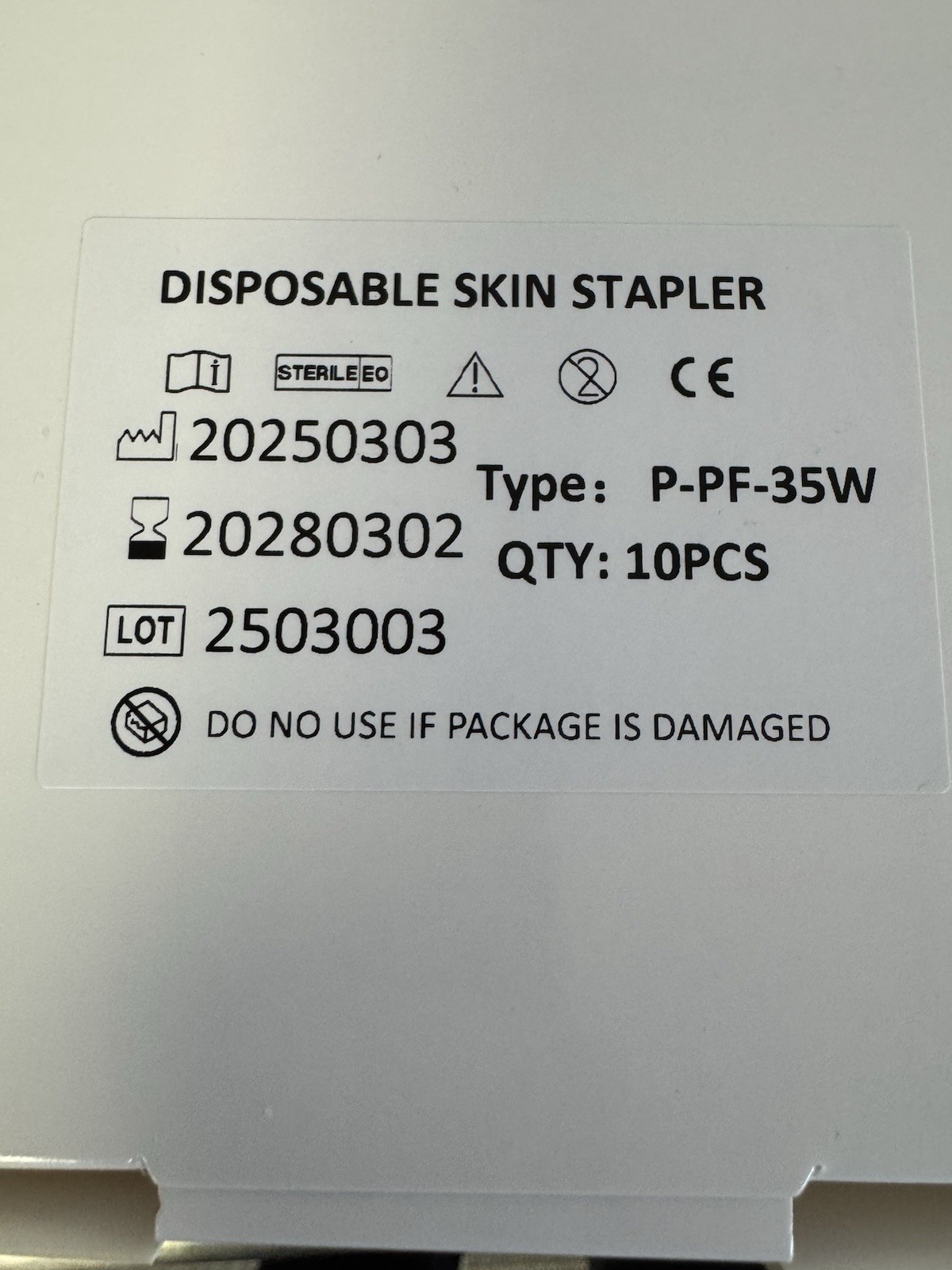2 Pack- Skin Stapler 35W— Surgical Grade— STERILIZED (exp. 3/28) TCCC Combat Med