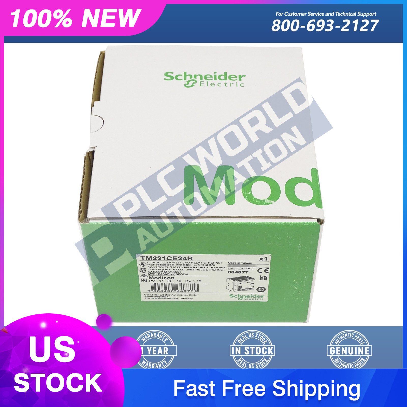 Schneider TM221CE24R Modicon M221 Logic Controller, 24 I/O, Ethernet, Brand New