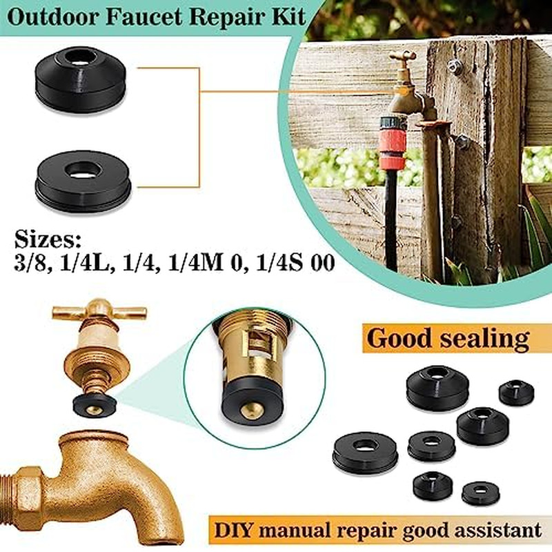 106 PCS Faucet Washer Assortment Kit with Assorted Flat and Beveled Rubber Washe