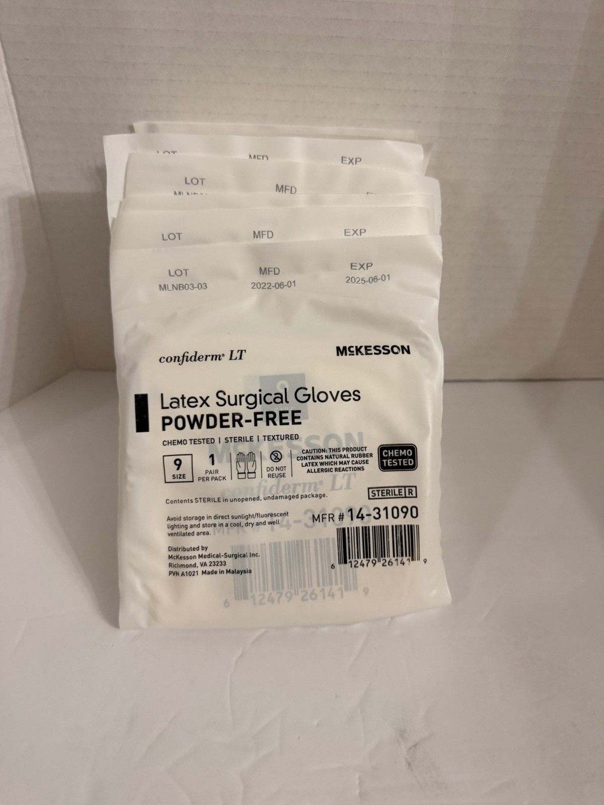 10 Pairs Of McKesson Confiderm LT Latex Surgical Glove Powder Free Size 9