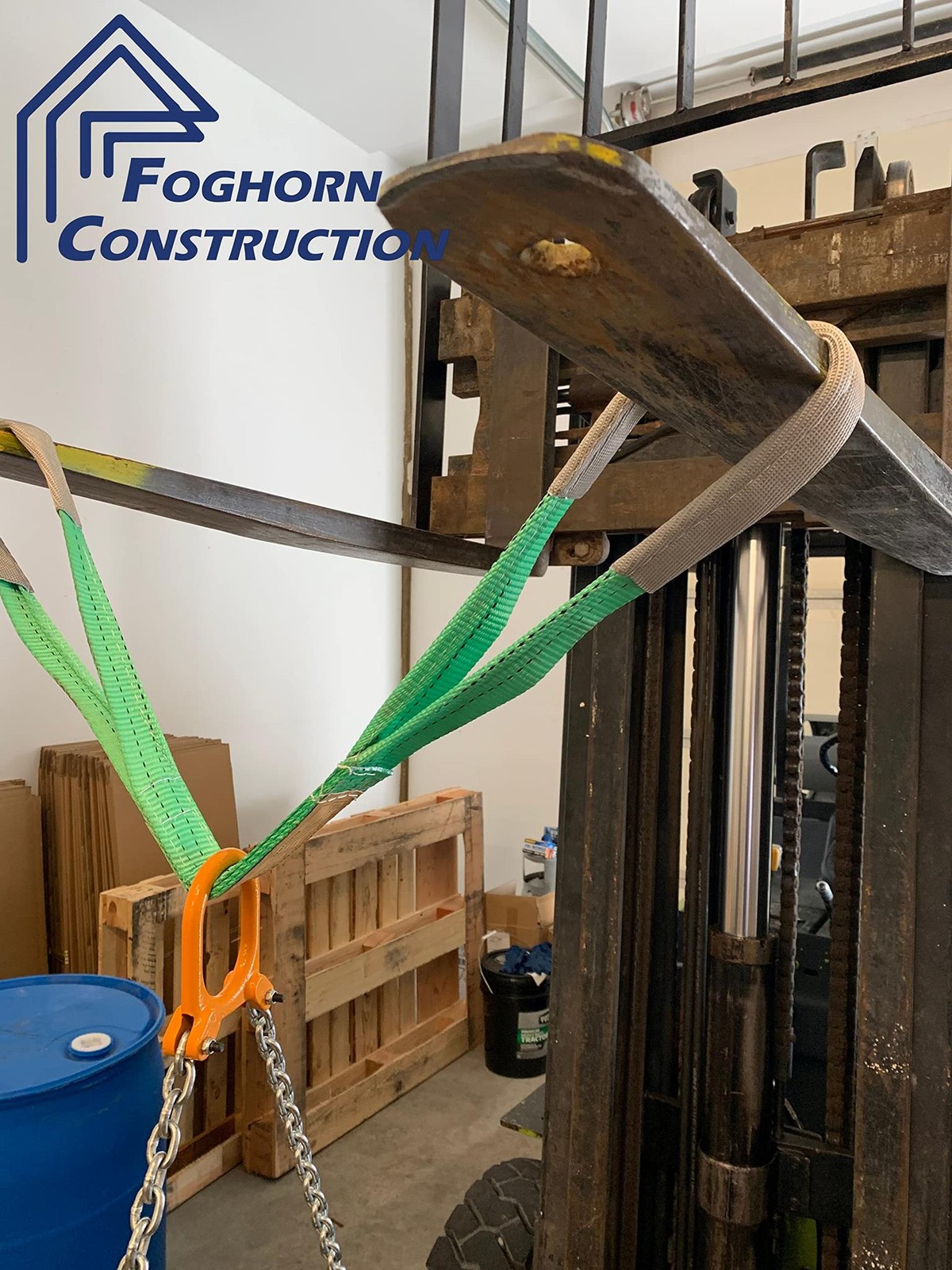 55 Gallon Drum Lifting Chain Hoist with 1 Ton Capacity – Webbing Sling Included