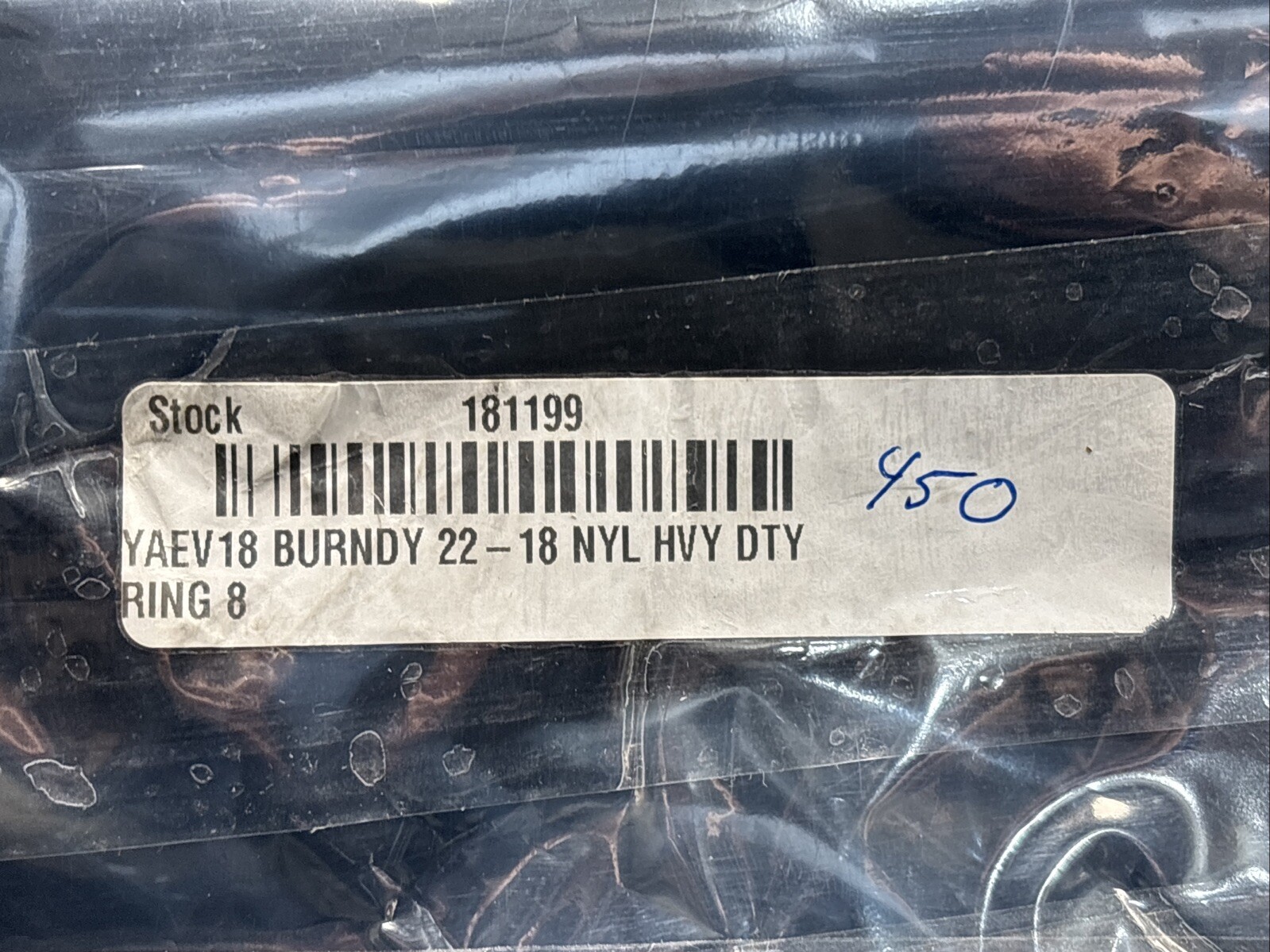 NOS Lot of 100 Burndy – YAEV18 – 22-18 AWG NYL HVY DTY RING 8