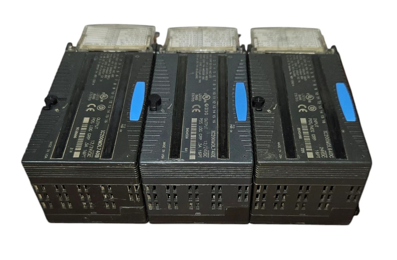 SET OF 03 PCS GE FANUC IC200MDL740E,IC200MDL740C,IC200MDL640C WITH IC200CHS022B