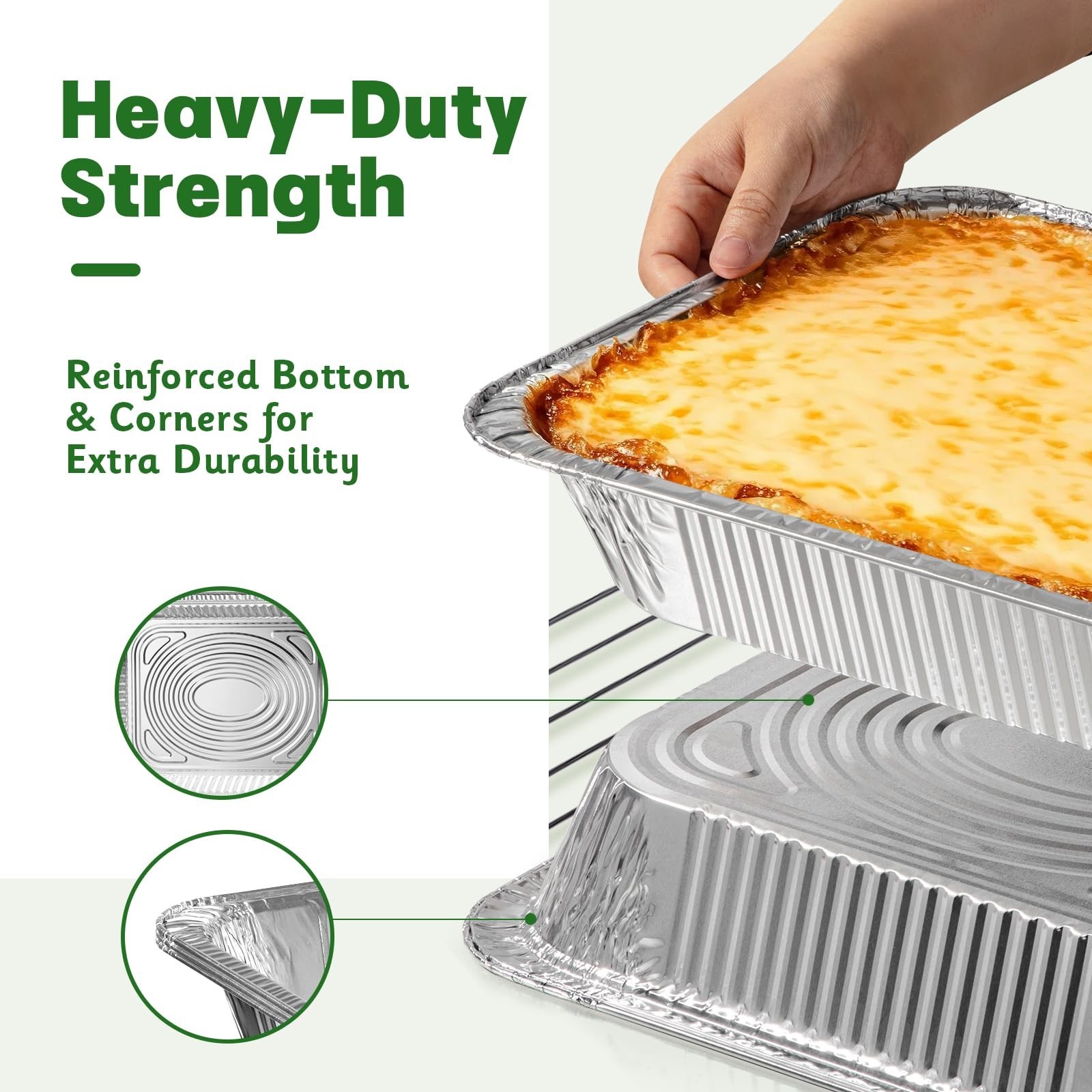 9×13 Aluminum Pans with Lids [25 Pack], Extra Heavy Duty Half Size Disposable…