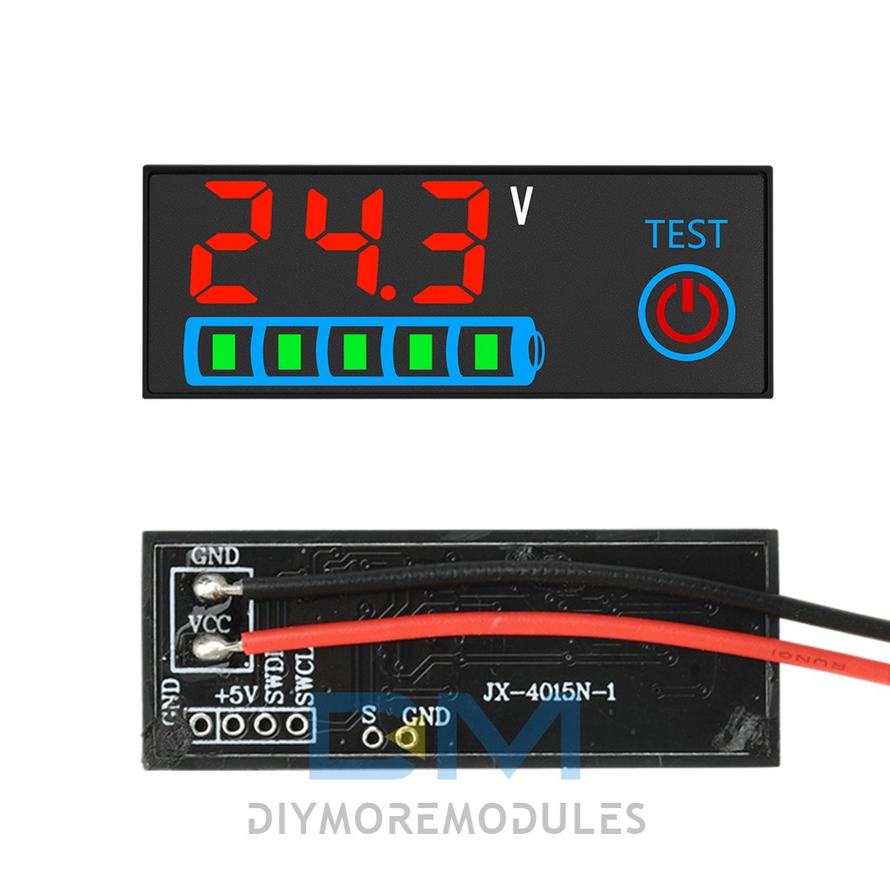 LED Voltage Acid/Li-ion Battery Level Indicator Display Panel w/Power-Off Memory