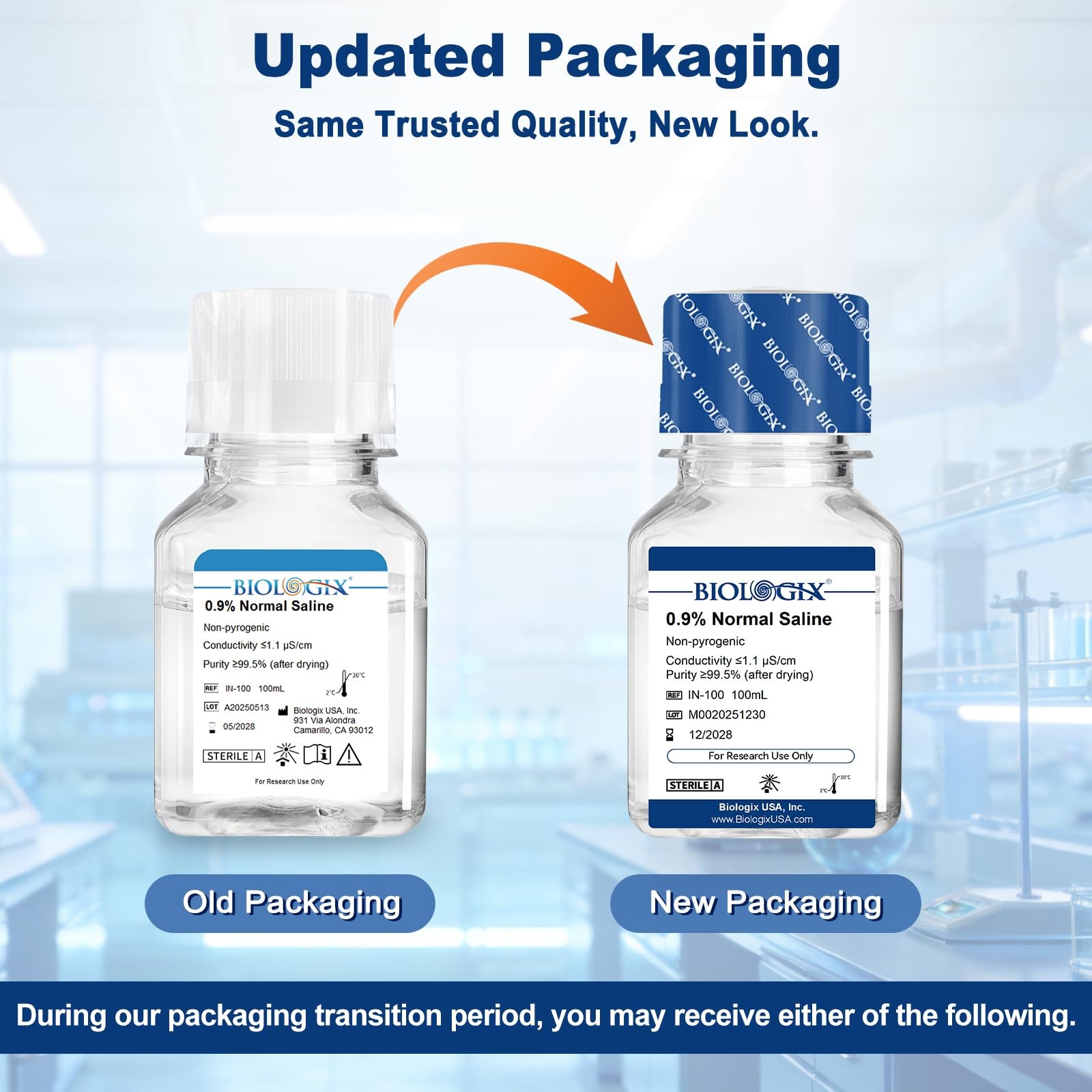 CryoKing 0.9% Normal Saline Solution, Sterile Sodium Chloride, 100mL