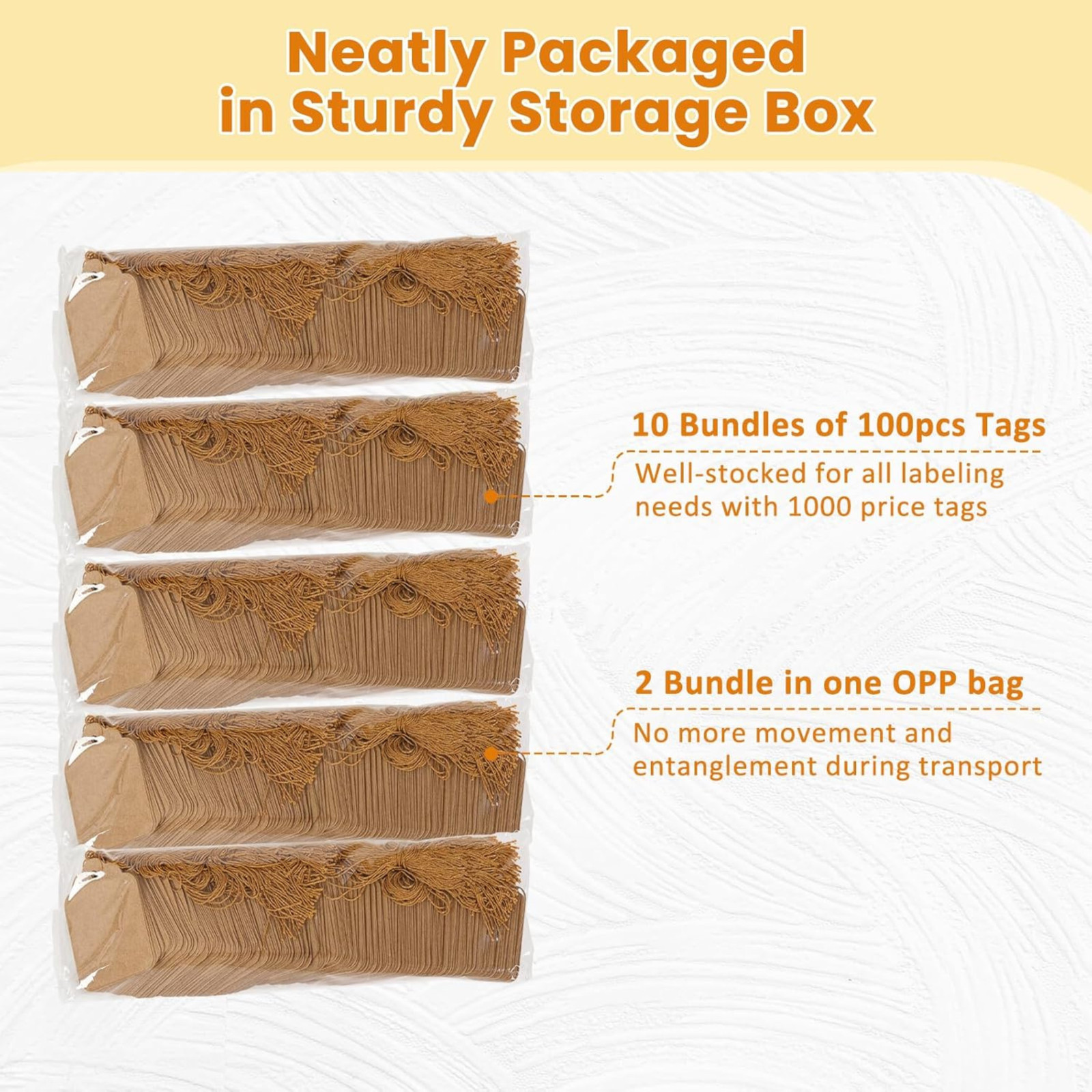 1000 Pack Brown Price Tags with String 1.75×1.1 Kraft Paper Jewelry Gift Tags