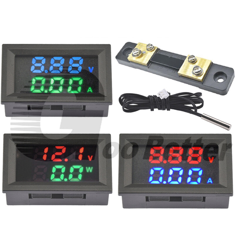 5-Wire DC Voltmeter Ammeter Panel Mount Amp Meter Red-Green Red-Blue Digital LED