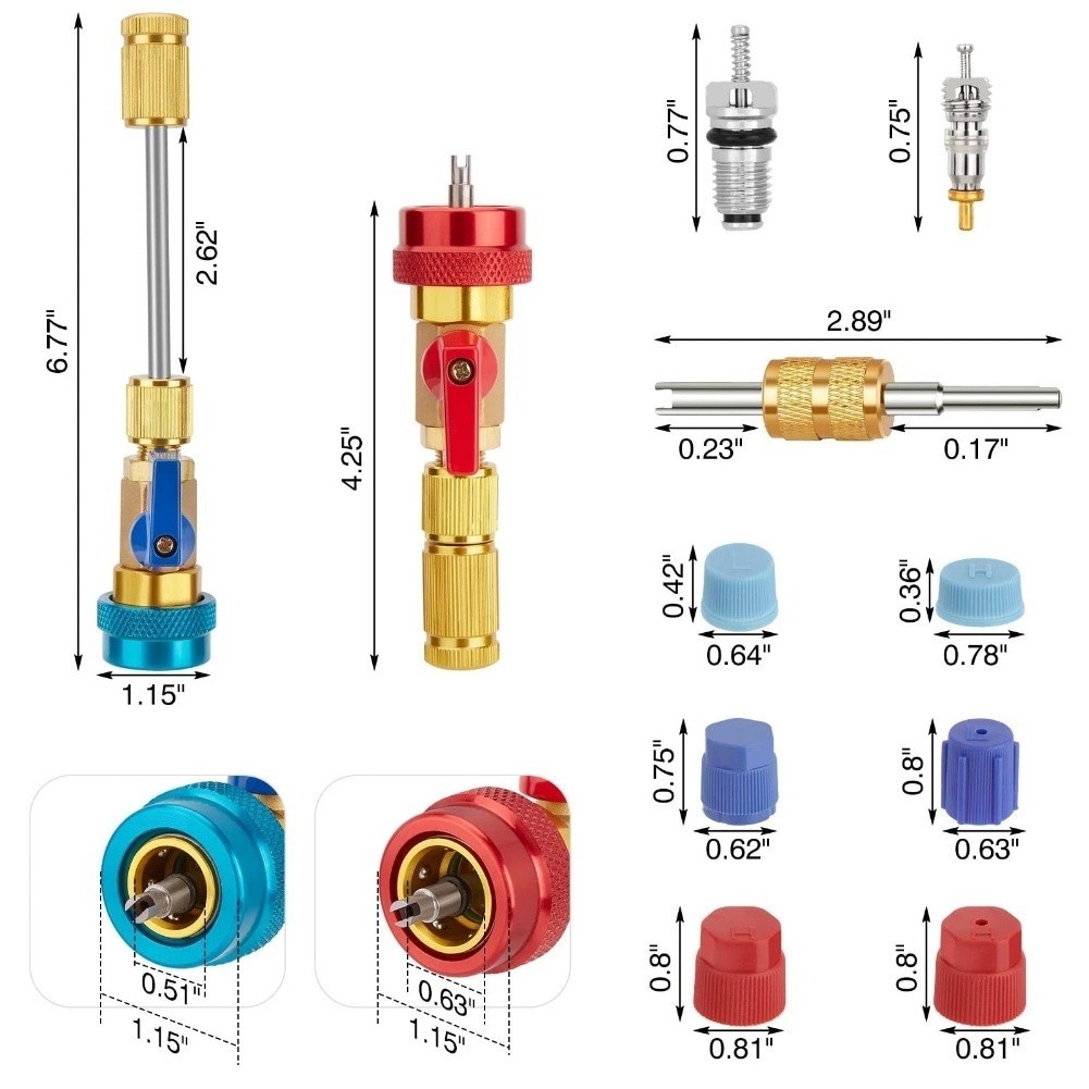 Air Conditioning Valve Core Removal Tool Set 9.65 x 5.21 x 1.97 Inches