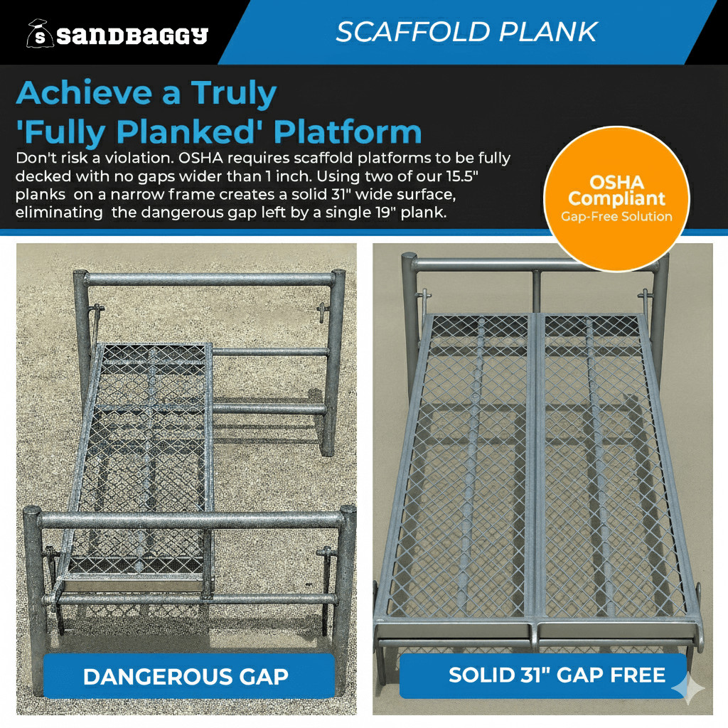 15.5 inch Scaffold Plank for Confined Spaces & Narrow Frames – Sandbaggy