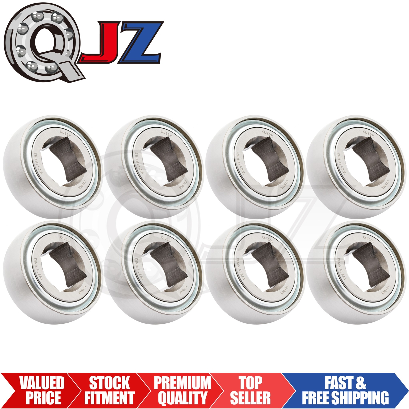[Qty.8] W211PPB3 Square Bore Agricultural Bearing [1.5″ Bore x 3.937″ x 1.312″]