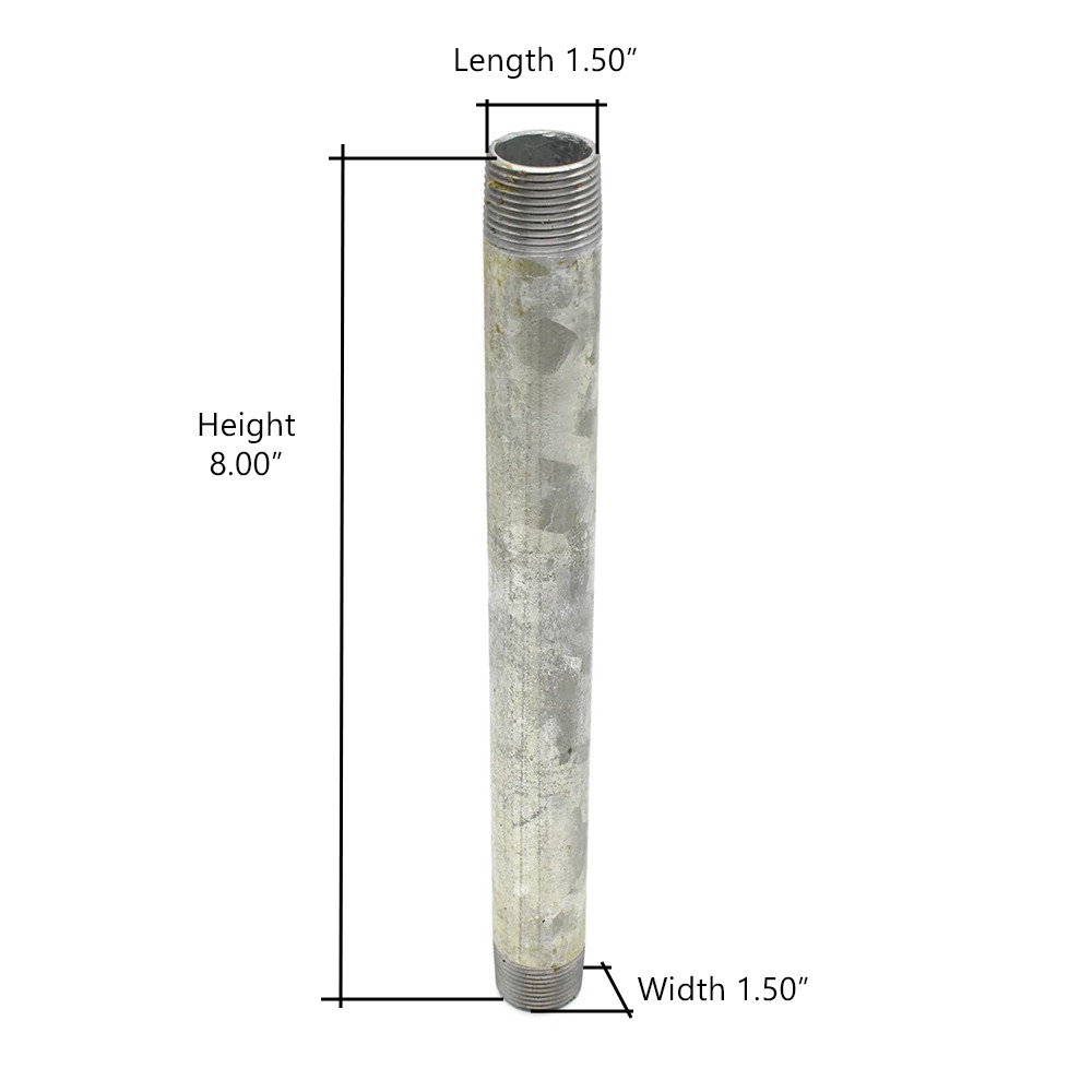 Primex 83200 1-1/2 Inch x 8 Inch Galvanized Steel Nipple