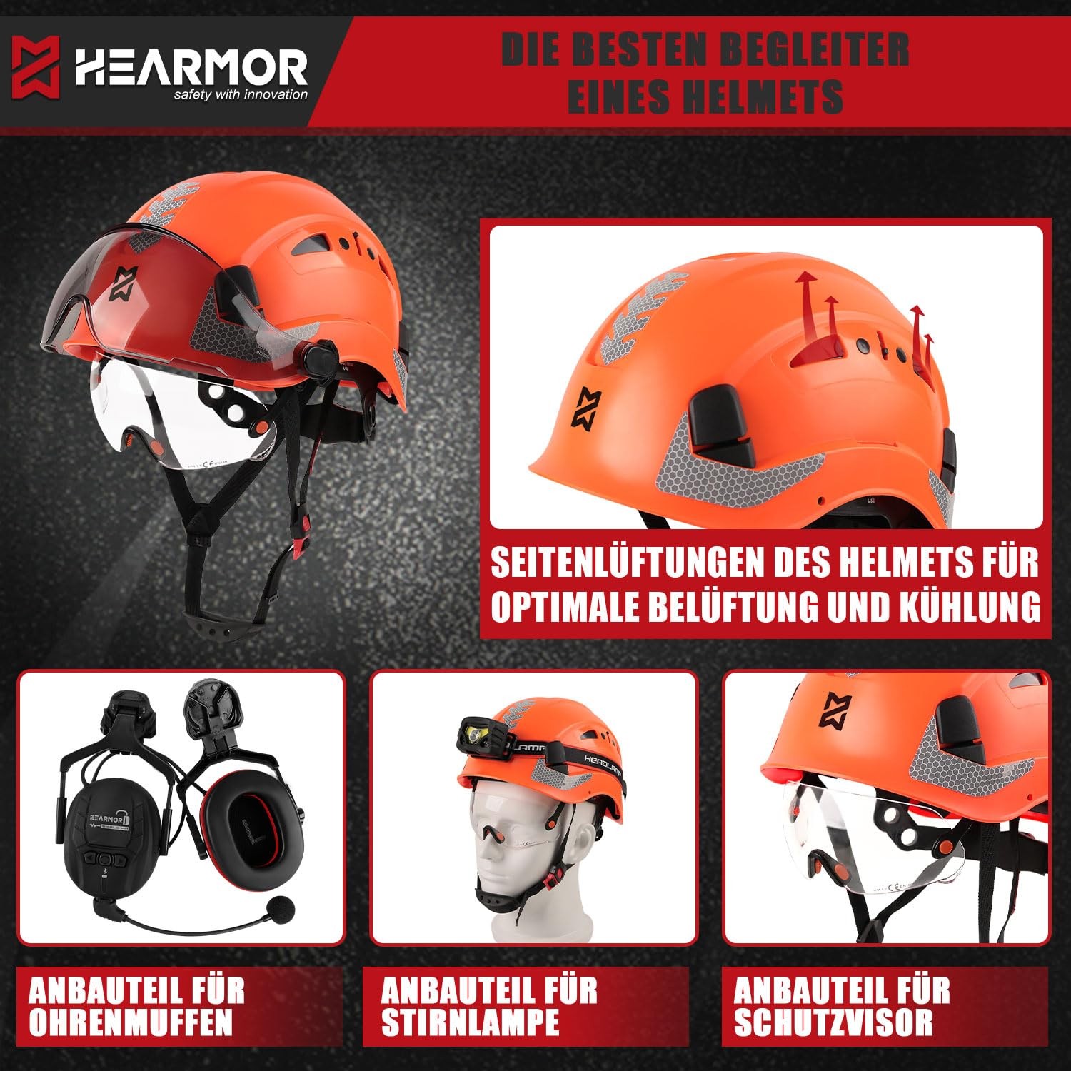 Safety Helmet EN397 Tested High Strength ABS Material, Double Visor for Fast…