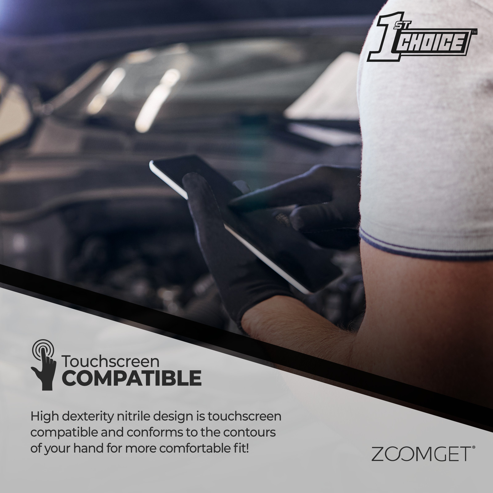 1st Choice 5 mil Industrial Black Nitrile Gloves, Latex & Powder-Free, 1000/Case