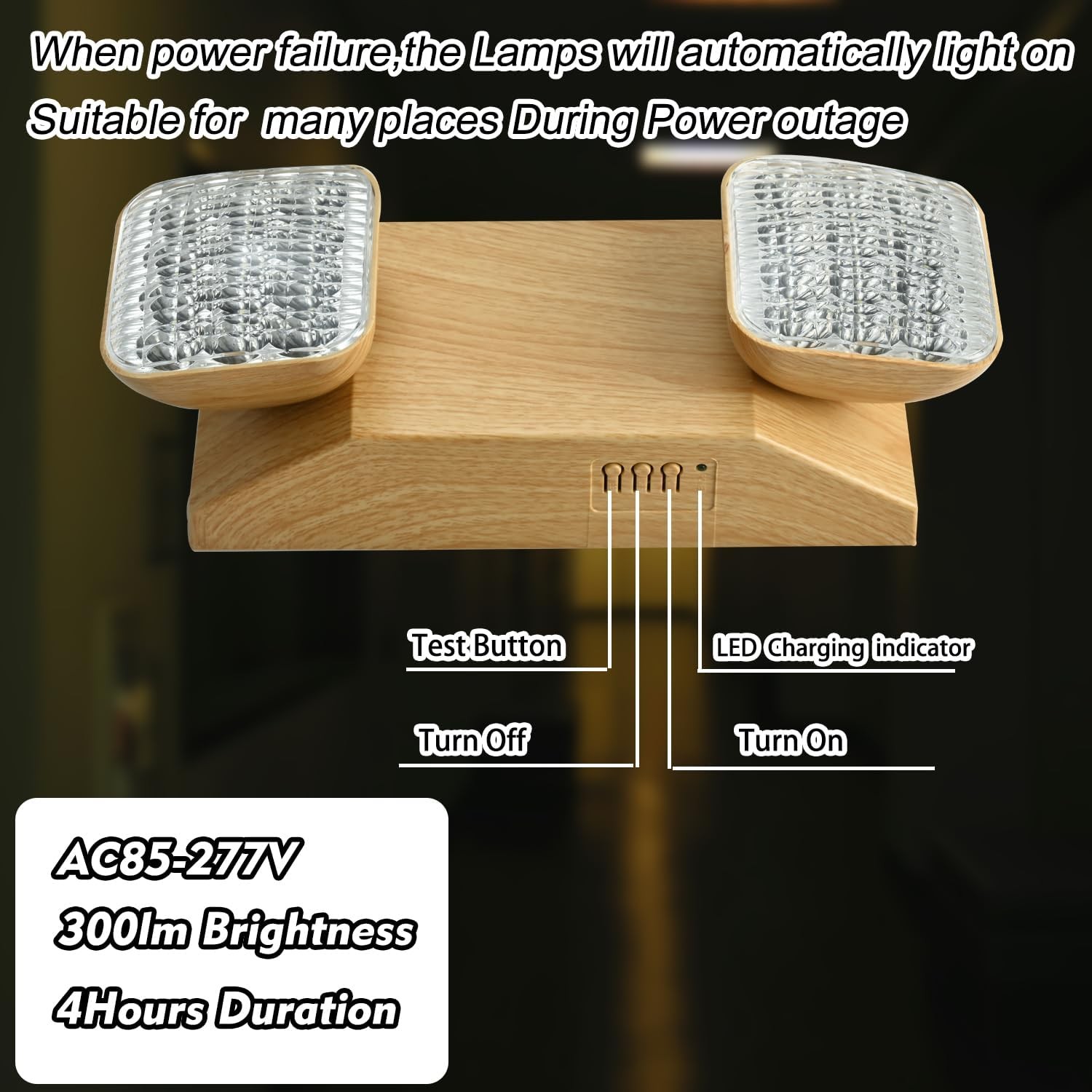 Plug in Emergency Lights for Business Home Power Failure 4Hours 300lm LED Rechar