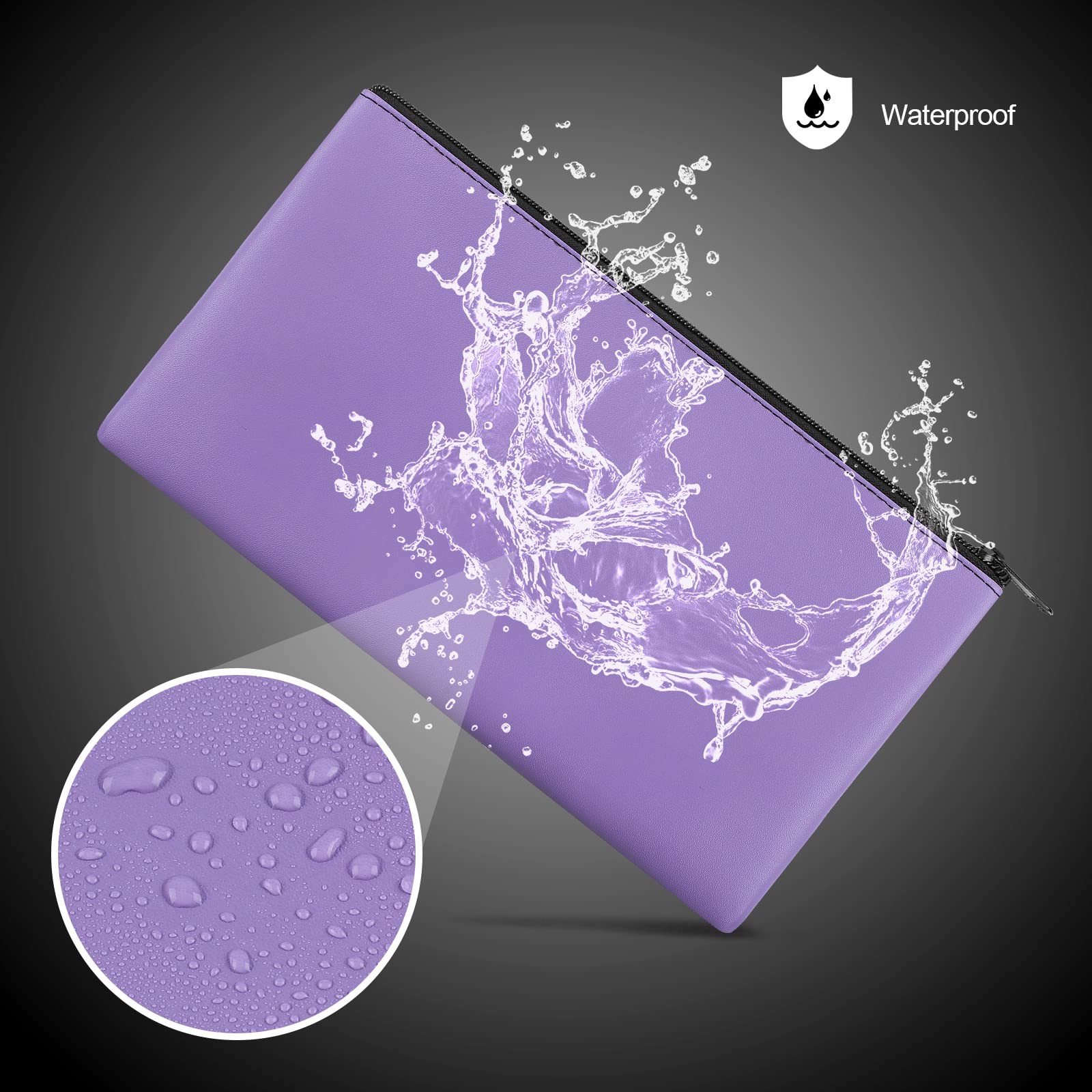 2 Pieces Money Bags with Zipper, 11×6.1 inch Pouch, 2 Pieces, Purple