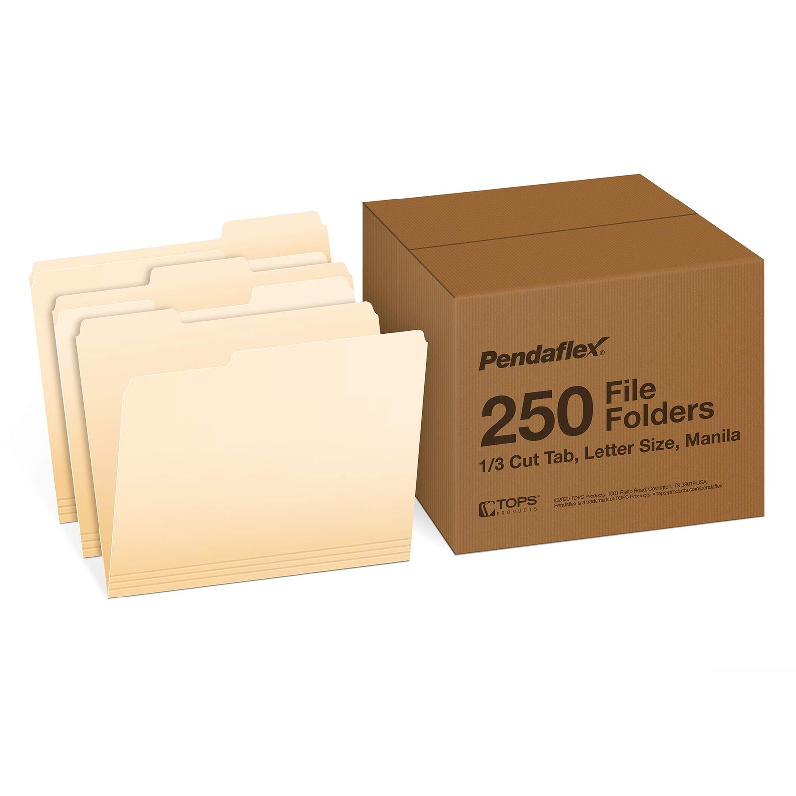 250 Pack Manila File Folders Letter Size 1/3 Cut Tab Home Office Organization