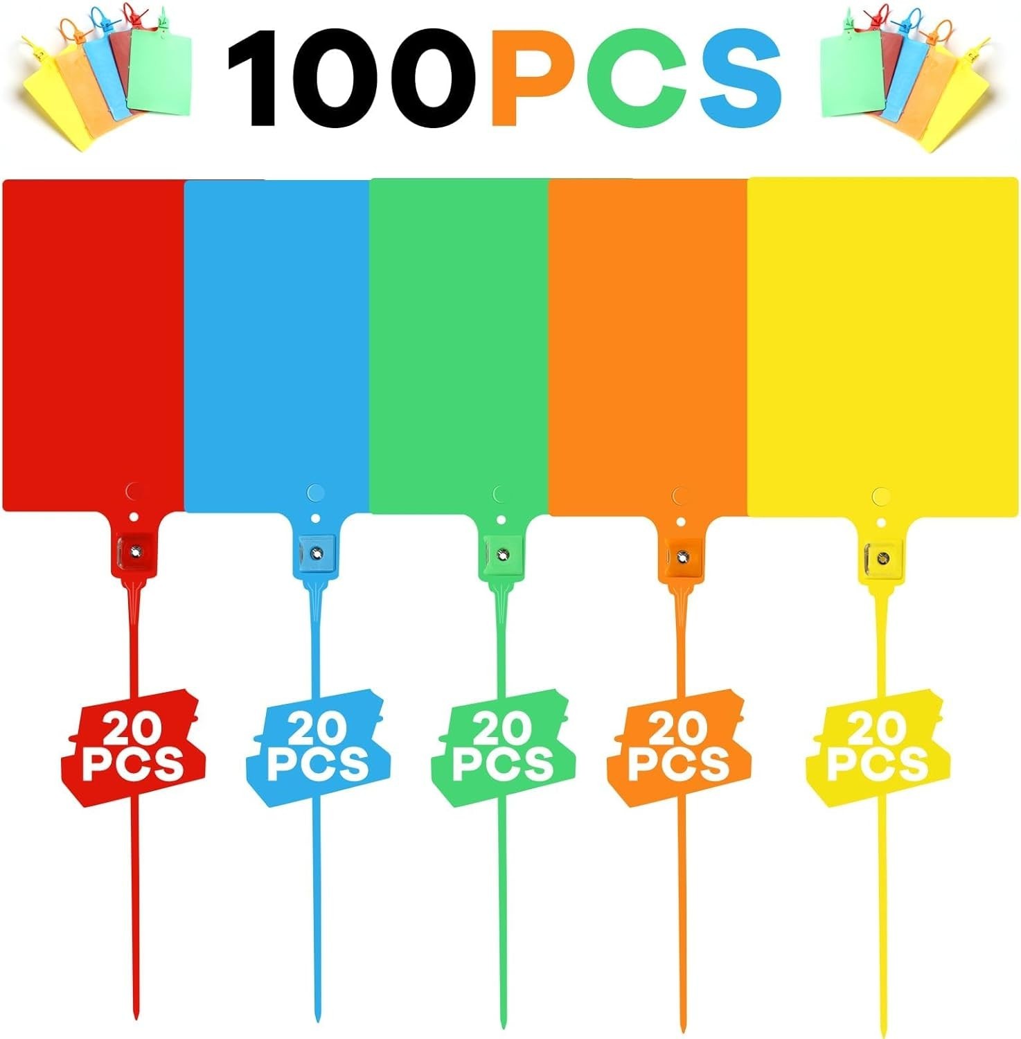 100 PCS Waterproof Plastic Tags Large Plastic Shipping Tags with Wire Cable