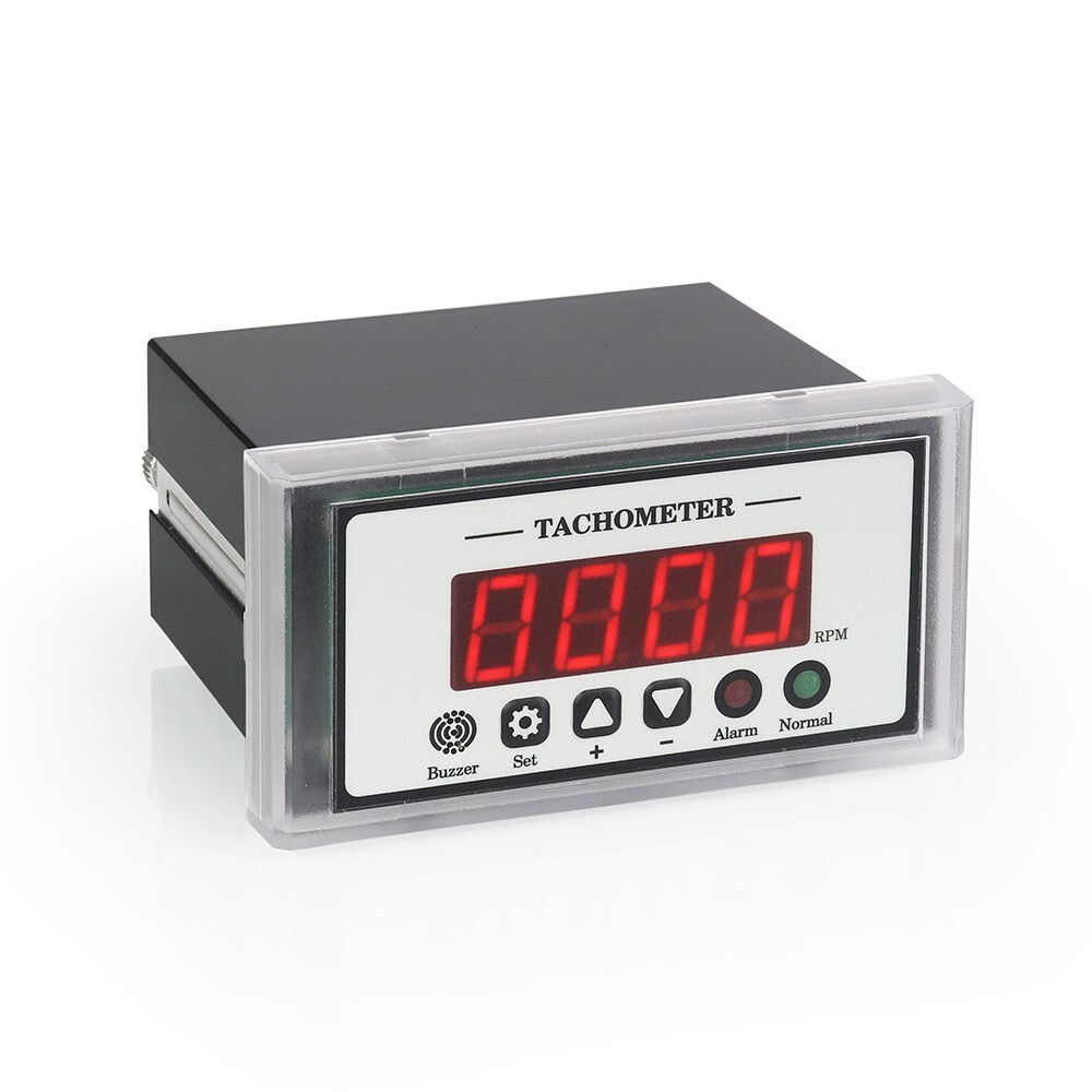 AC 110V Digital LED Tachometer RPM Monitor Over/Under Speed Alarm Hall Sensor