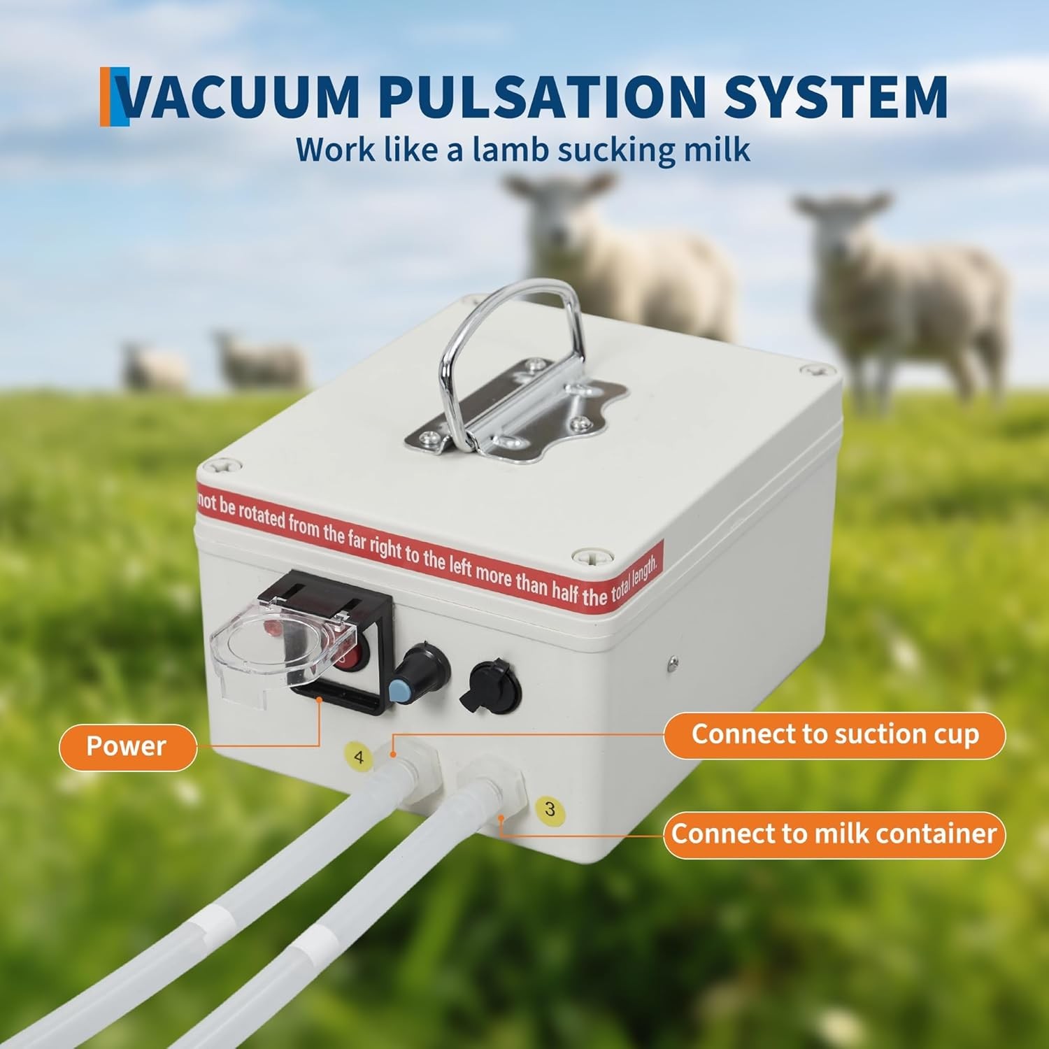 Portable Electric Milking Machine w/ Battery, 45-50kPa Vacuum, 12L for Farm Use