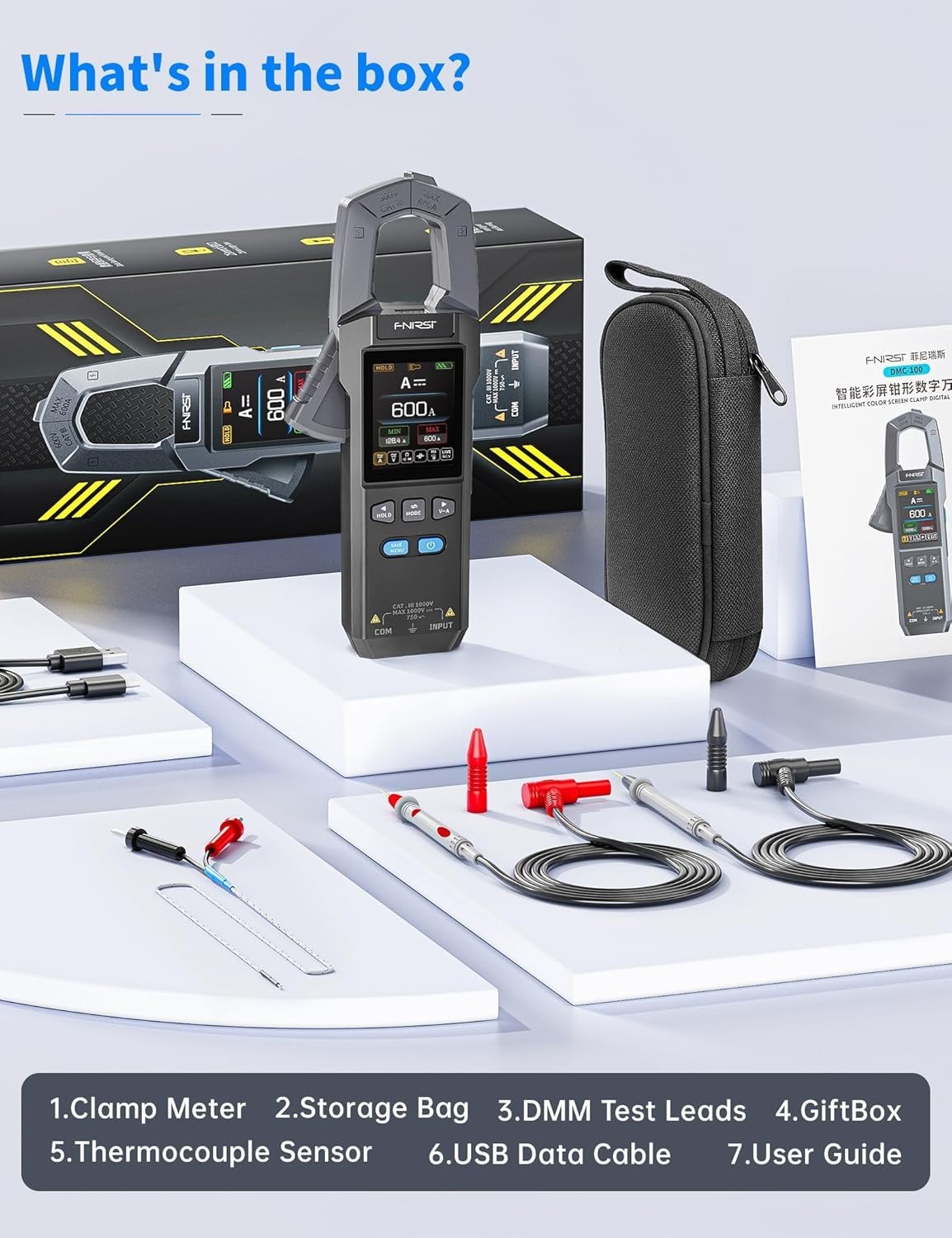 Digital Clamp Meter Multimeter TRMS AC/DC Voltage Current NCV 600A