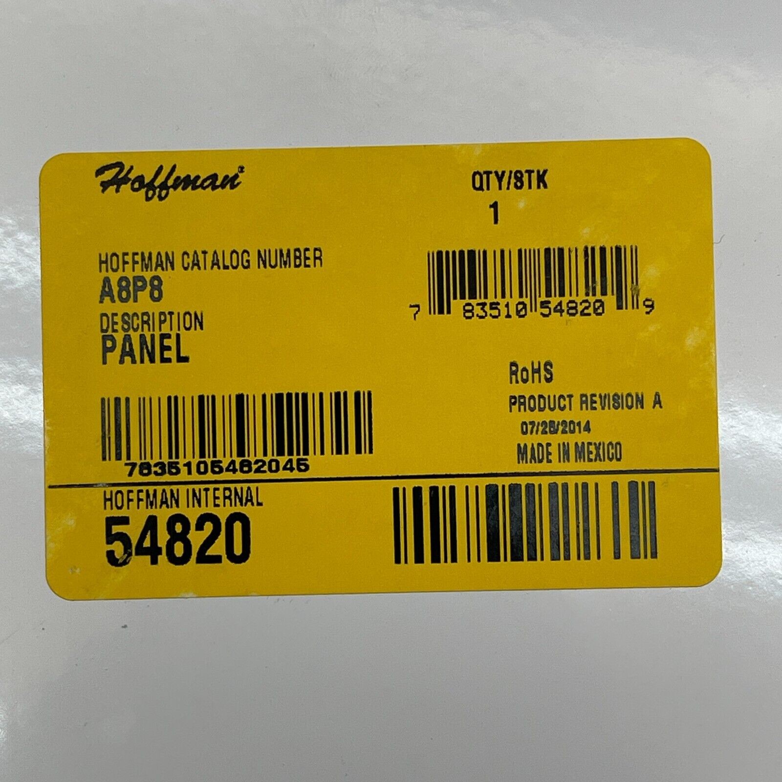 Hoffman A8P8 White 14G Steel Panel Cover for Junction Box 54820 6.75″H x 6.88″W