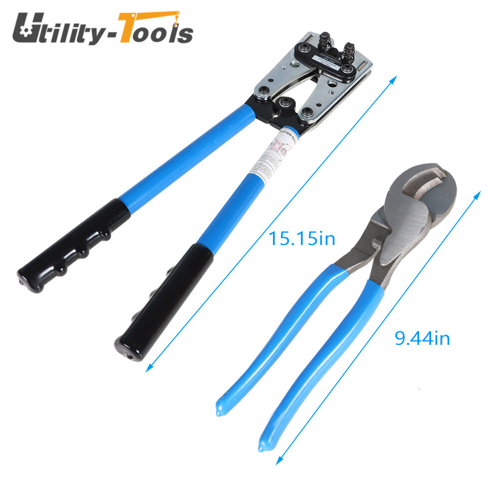 Battery Cable Lugs Crimping Tool Wire Crimper & Cable Cutter For 6-50mm²
