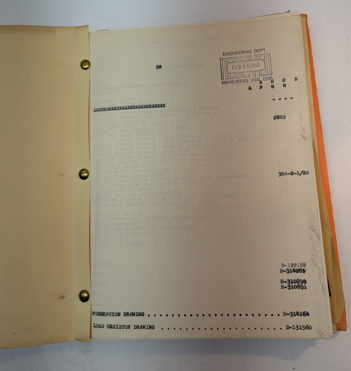 Taylor Winfield Corporation Wean Empire Steel #59643 Electric Resistance 1960