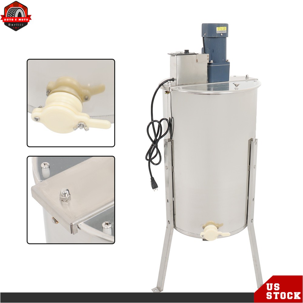 3 Frames Electric Honey Extractor Stainless Steel Power Extractor 1300RPM 140W