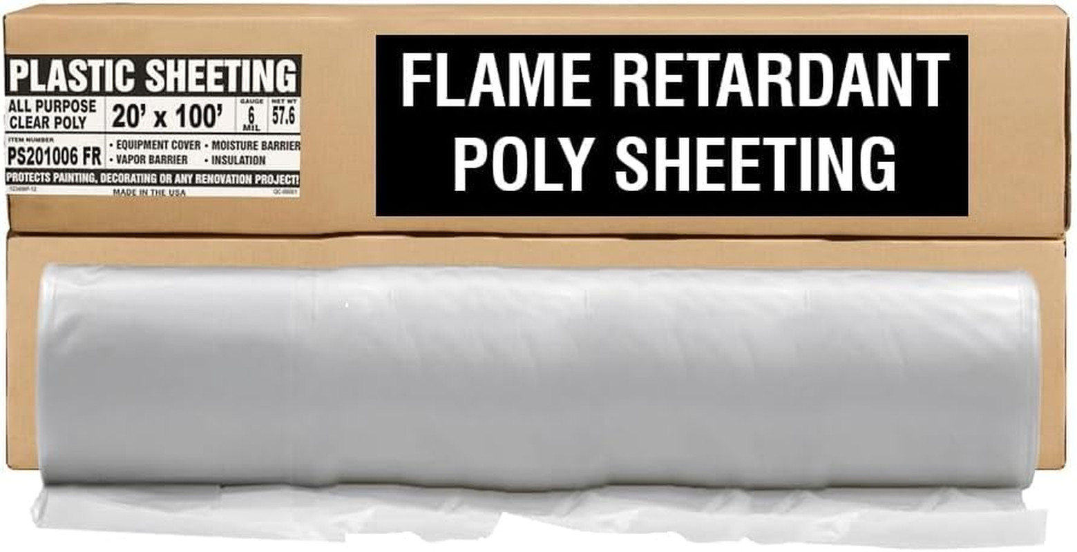 Plastic Sheeting – 10′ X 100′, 6 MIL Heavy Duty Gauge – Clear Vapor and Moisture