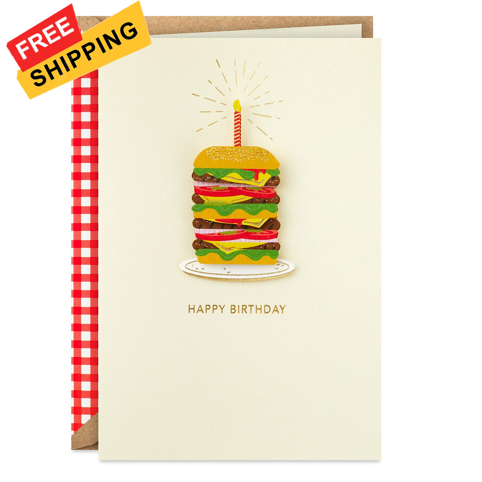 Hallmark Signature Birthday Card (Triple 5″ X 7.2″, Triple Cheeseburger