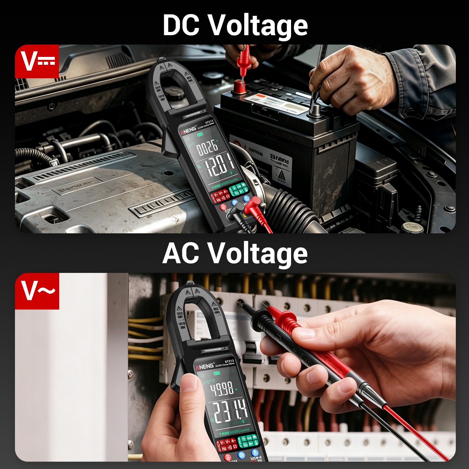 ANENG ST212 Clamp Meter Digital Multimeter Professional T-RMS 400A AC/DC Tester