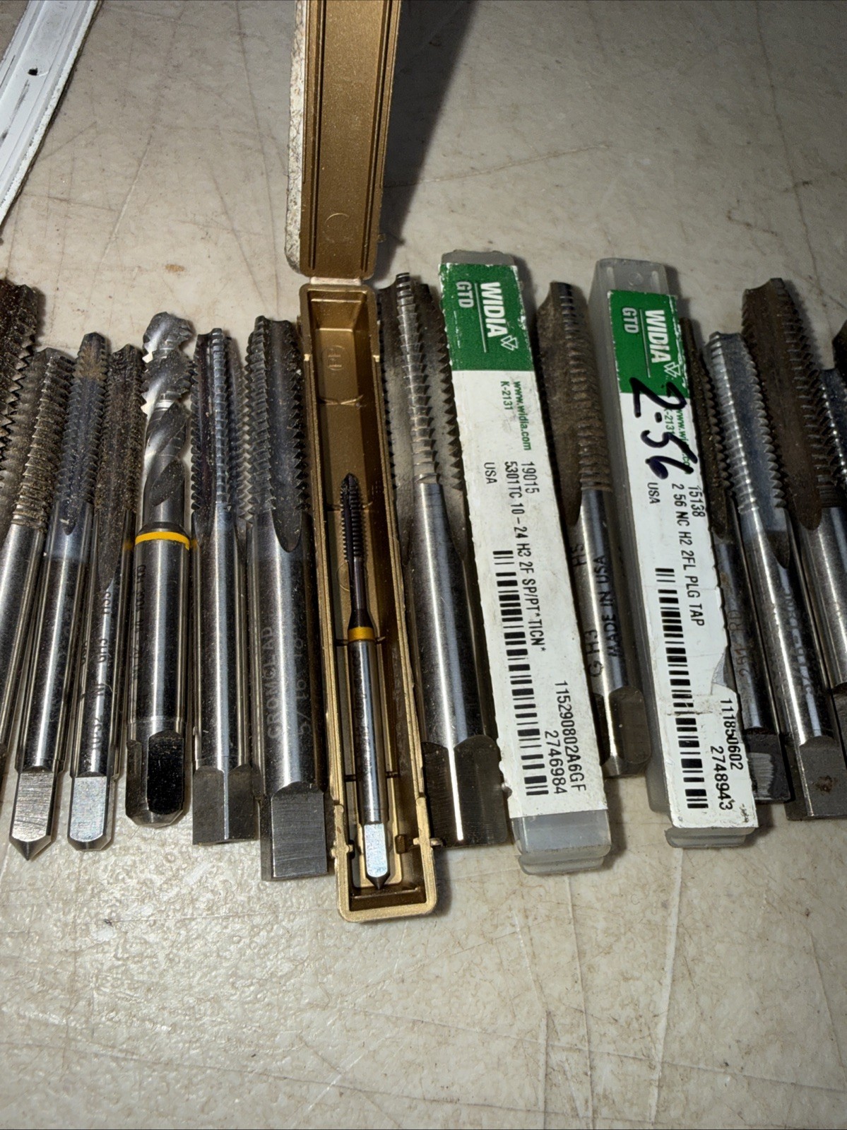 Lot of 36 New/Used Straight/Spiral Flute Plug Taps Various Sizes Machinists Tool