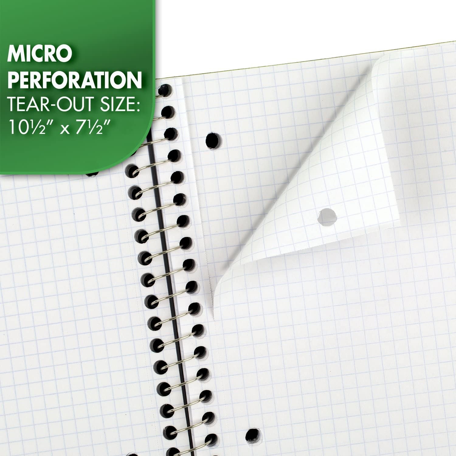 Mead Spiral Notebook, 1 Subject, Graph Ruled Paper, 7-1/2″ x 1 Each, Green