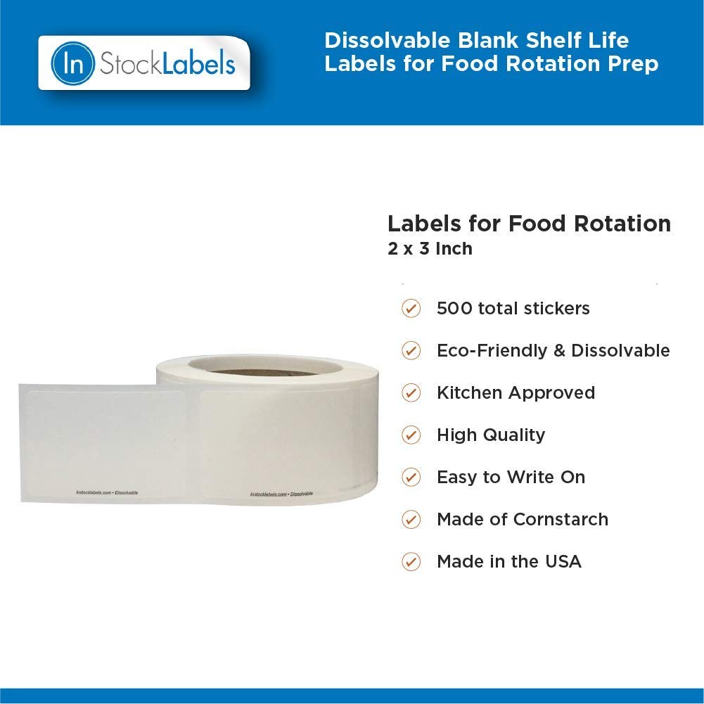 Instocklabels.Com Instocklabels Dissolvable Food Storage Labels 2 X 3 Inch