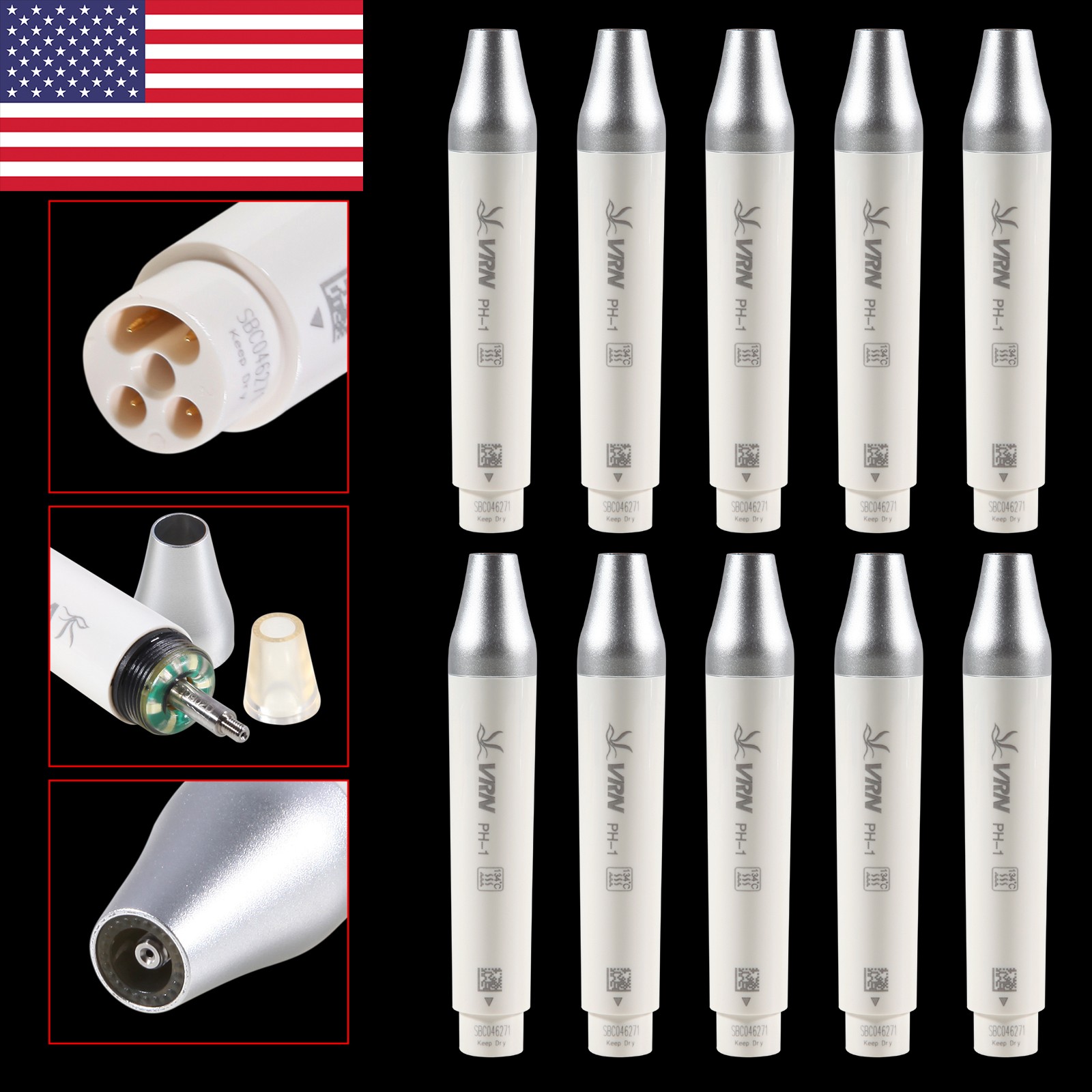 1-10 Dental LED Detachable Scaler Handpiece for Ultrasonic Piezo Scaler VRN-A8