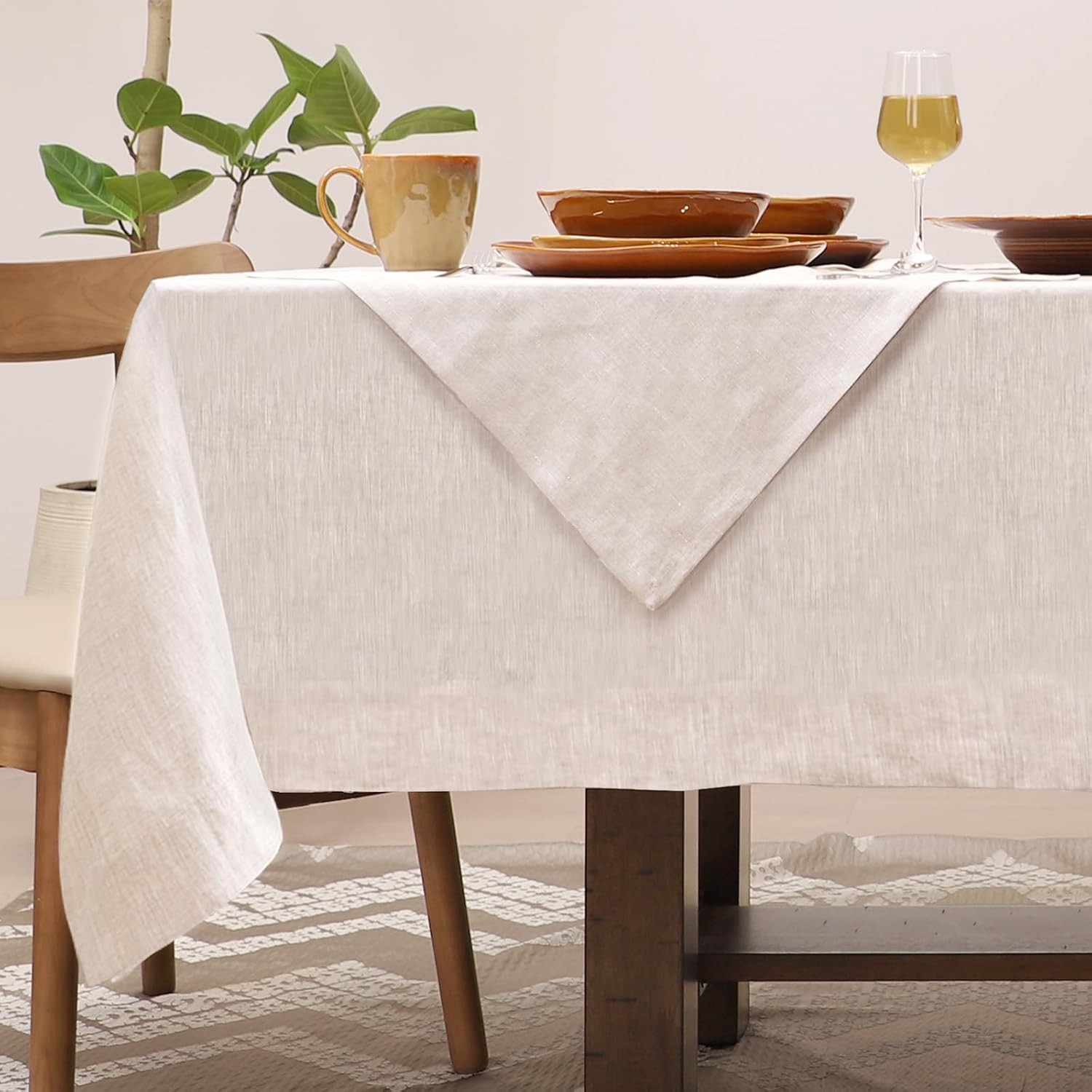 Linen Tablecloth 100% Pure Linen Table Cloth for Rectangle Tables Machine