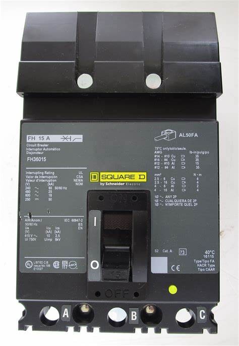 Square D FH36015G 15 Amp 3 Pole 480v Molded Case Breaker
