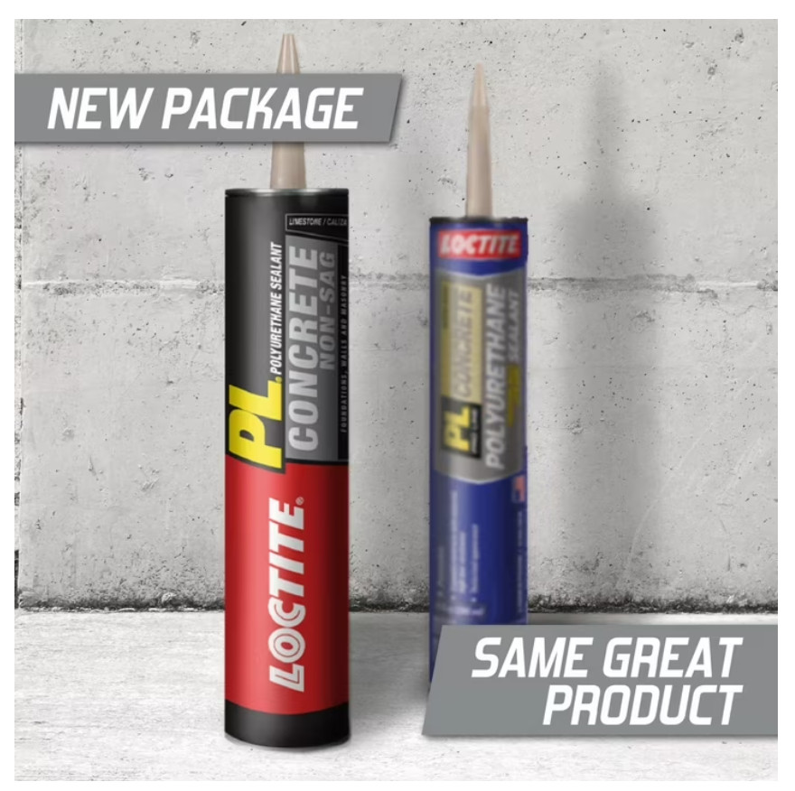 Loctite Pl Polyurethane Sealant Concrete Non-Sag, Pack of 1, Gray 10 fl oz Cartr