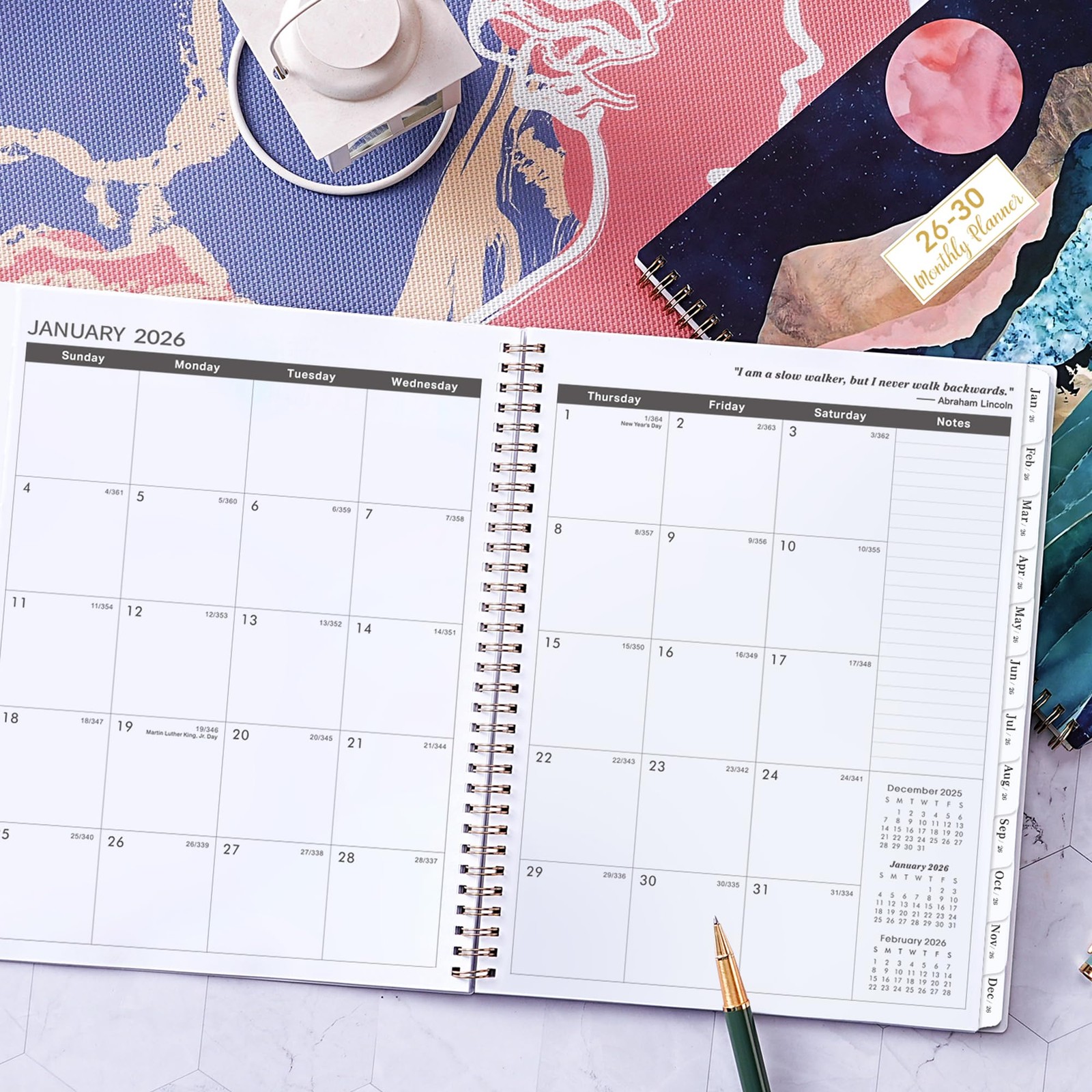 5 Year Monthly Calendar Jan.2026 – Dec.2030, 9″ x 11″ 60 Months with Tabs