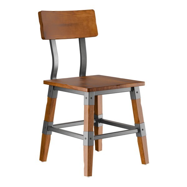 Lancaster Table & Seating Industrial Chair with Rustic Walnut Finish – 2ct