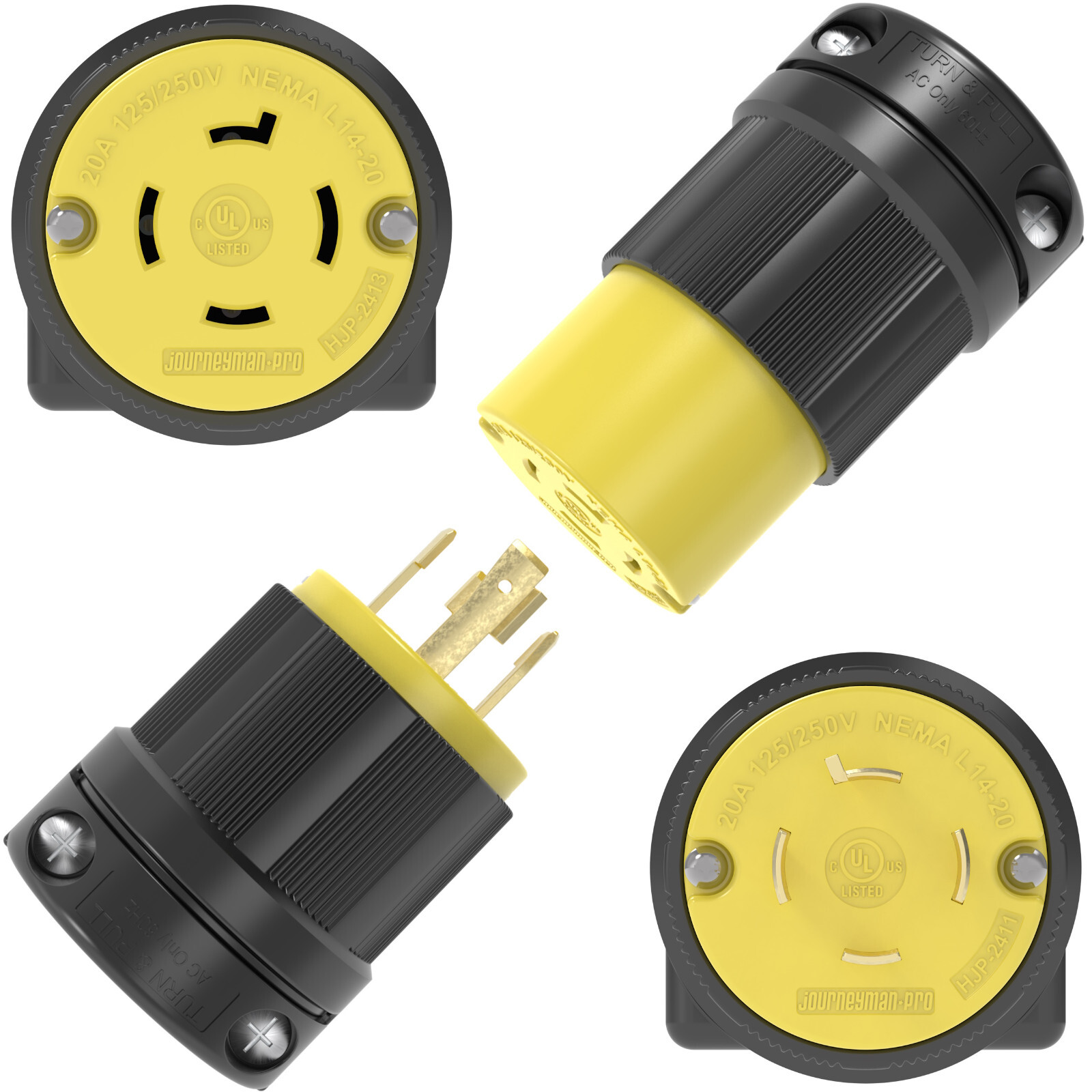 NEMA L14-20 Male Plug & Female Connector Set (NIB) – Journeyman*Pro HJP-L1420PR