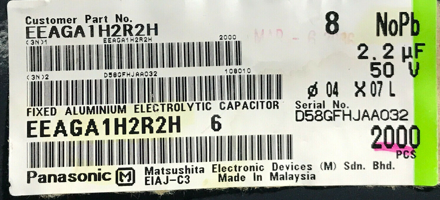 Lot of 25 2.2uF 50V Electrolytic Capacitor Panasonic Matsushita