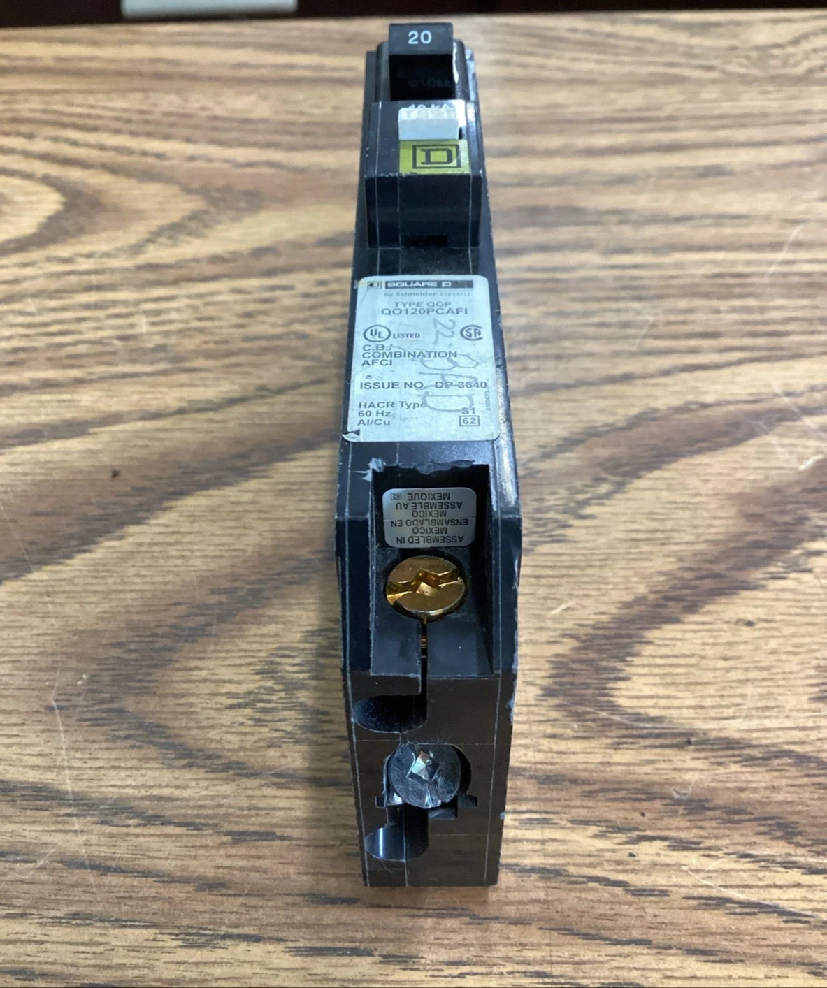 Square D QO120PCAFI Arc Fault Circuit Breaker plug on Neutral (no pigtail) 20A
