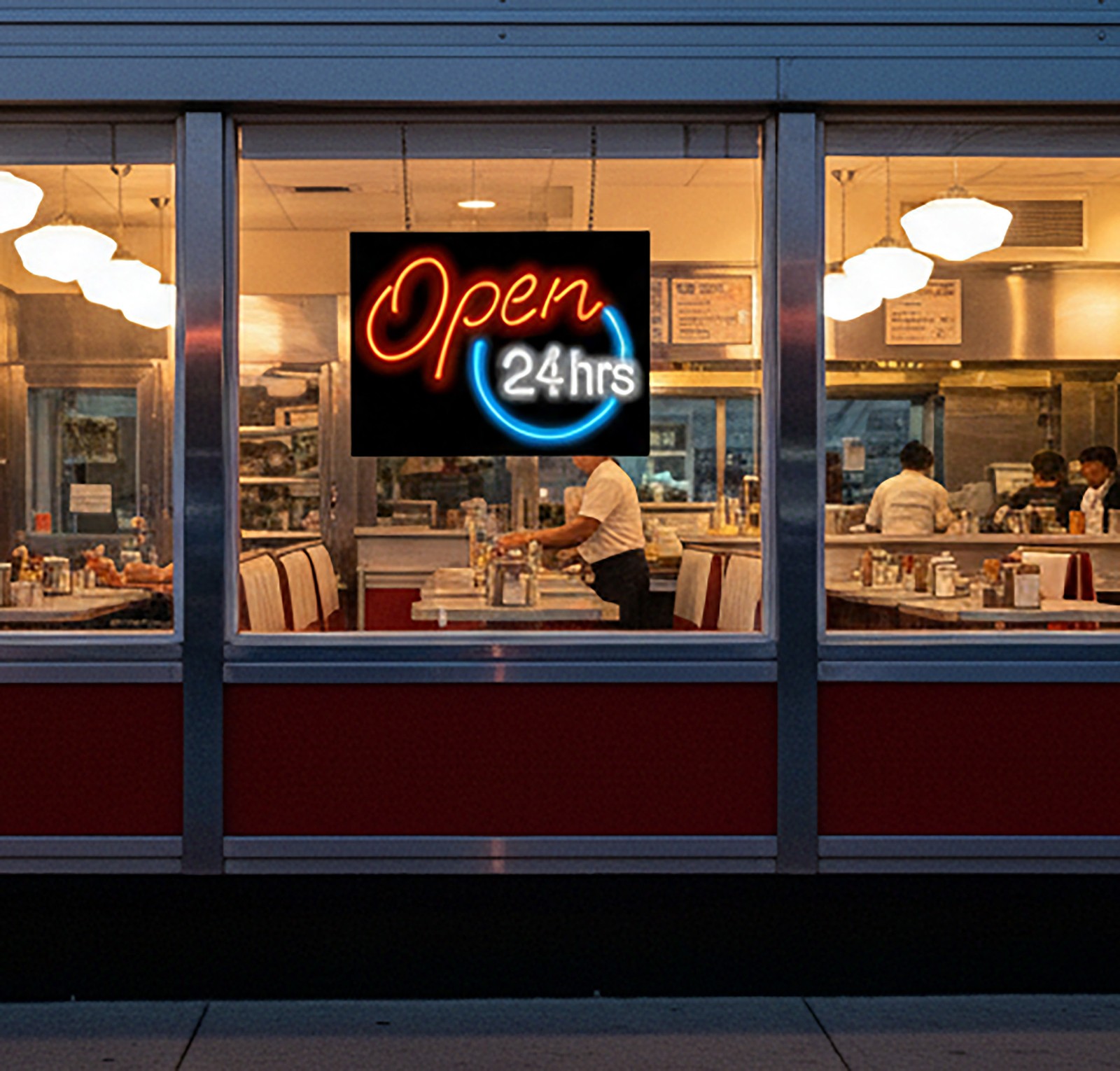 Open 24 Hours Neon Sign – Large 24″ x 18″ – Real Neon Attracts More Customers